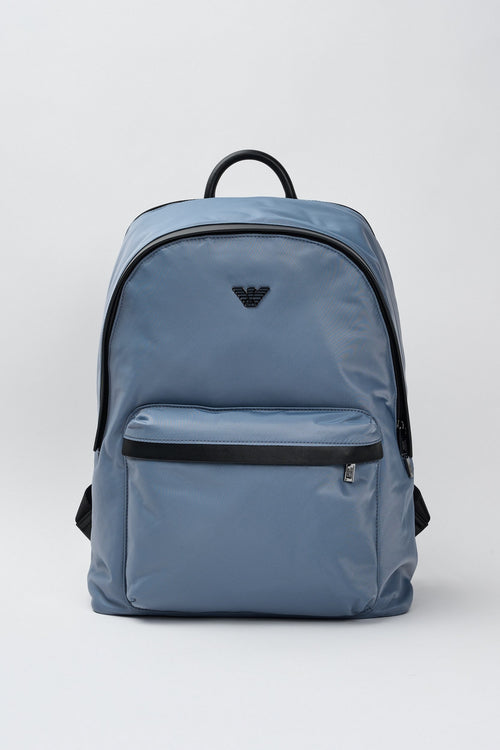 Emporio Armani Backpack Sustainability Values in Recycled Blue Nylon