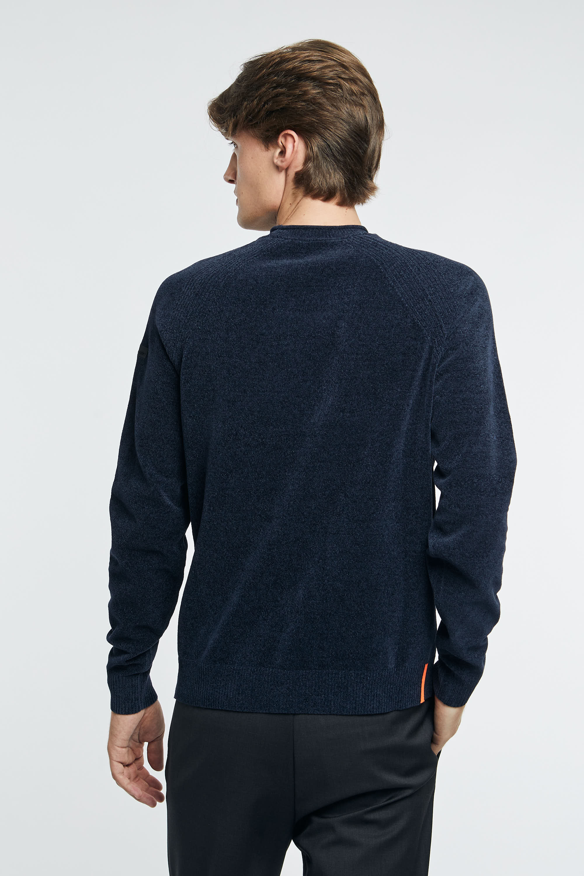 RRD Crew Neck Sweater Velvet Round Knit 100% Polyester Blue-5