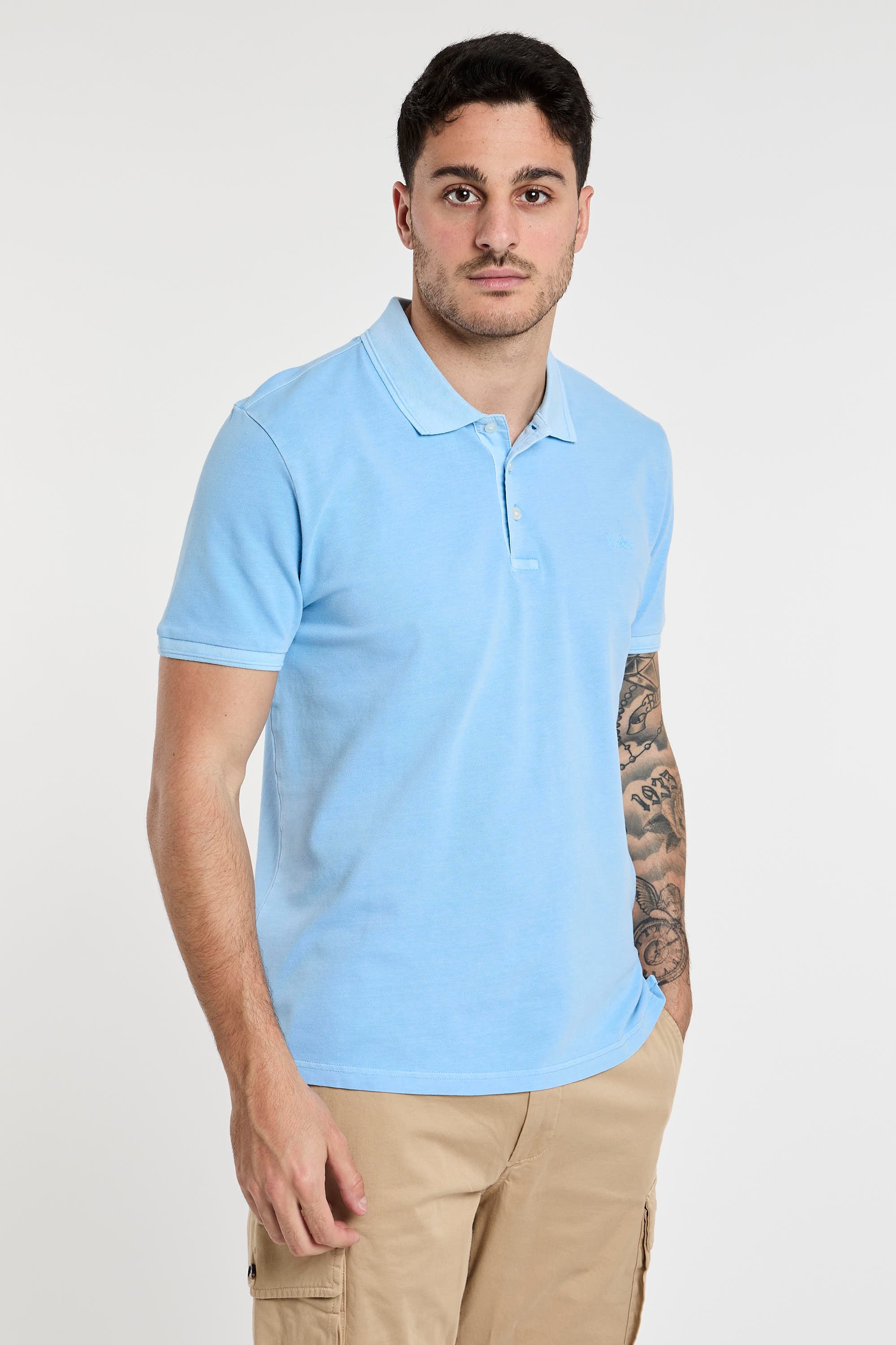 Woolrich Mackinack Piqué Stretch Cotton Polo in Light Blue-1