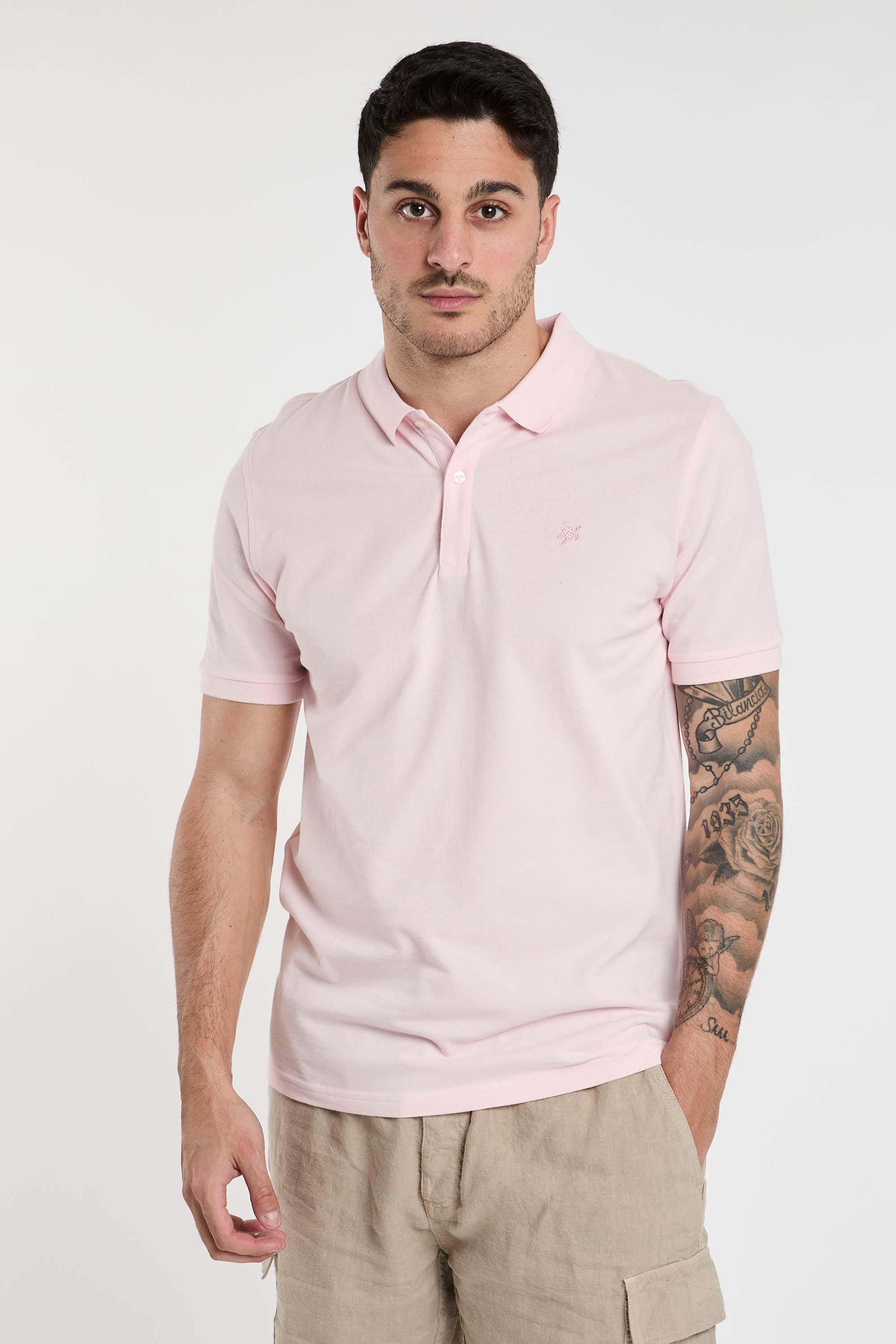 Vilebrequin Cotton Polo with Chest Embroidery Pink-3