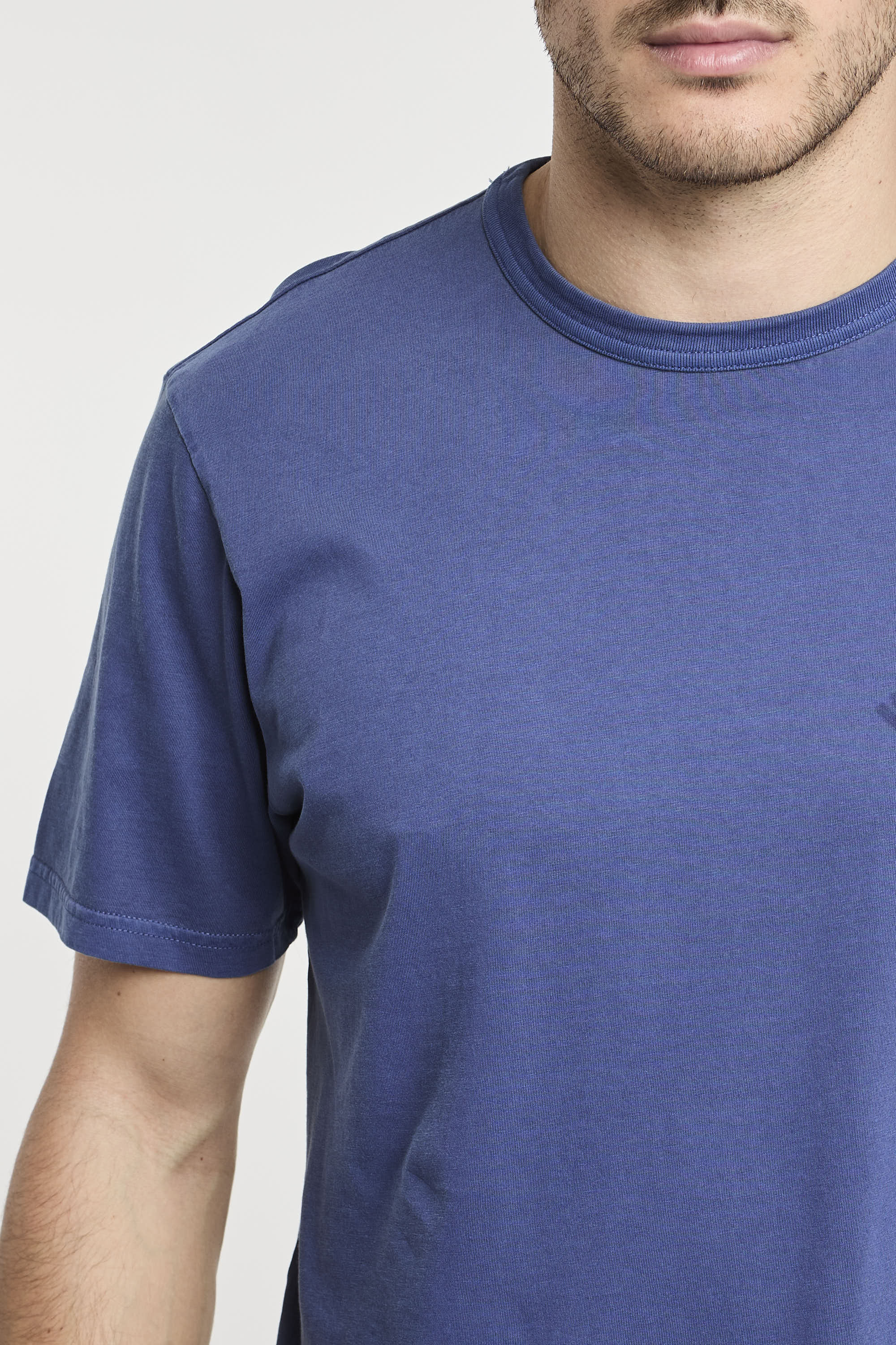Woolrich Garment-Dyed Pure Cotton Blue T-Shirt-6