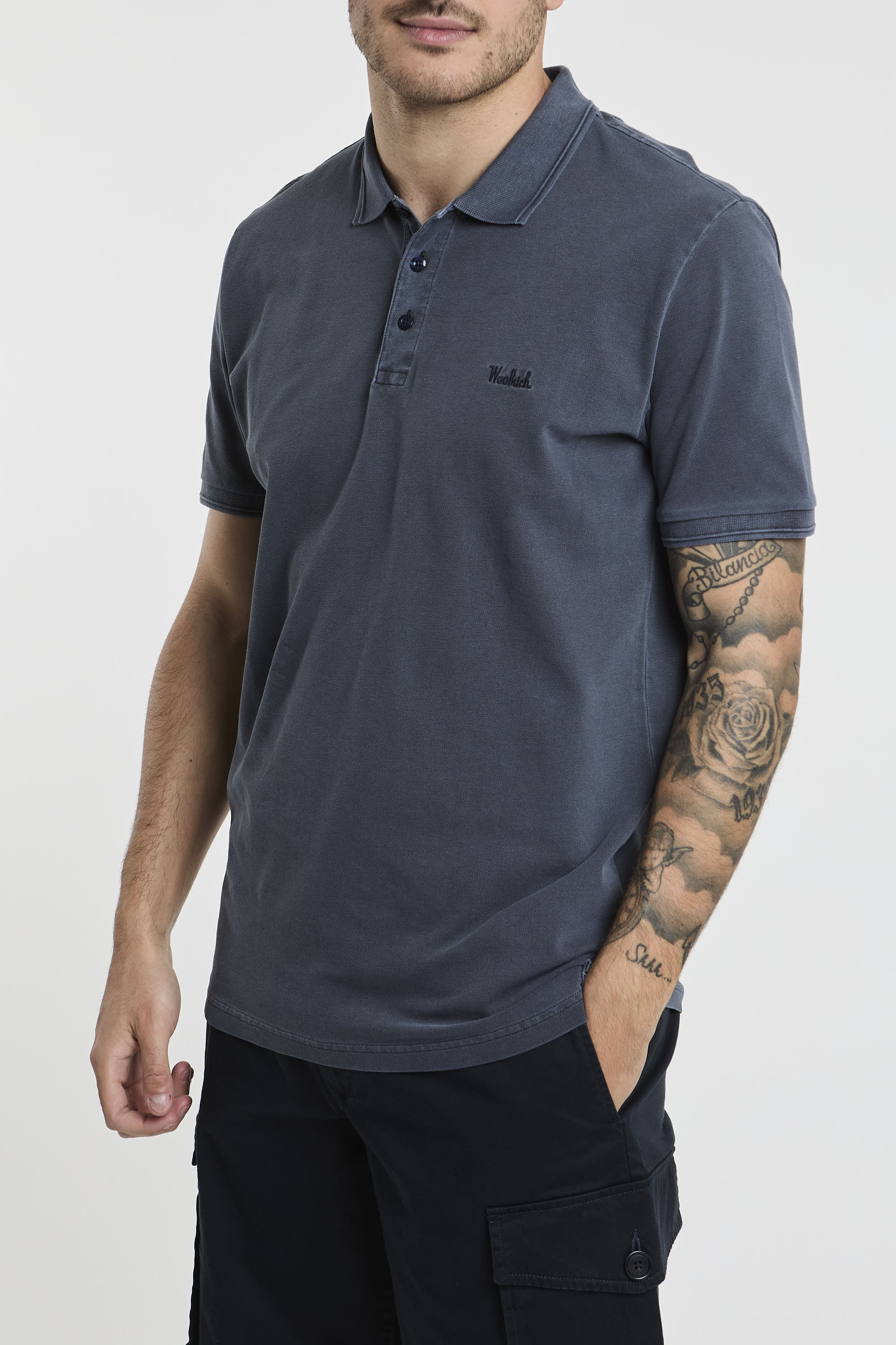 Woolrich Polo Mackinack in Stretch Cotton Piqué Blue-4