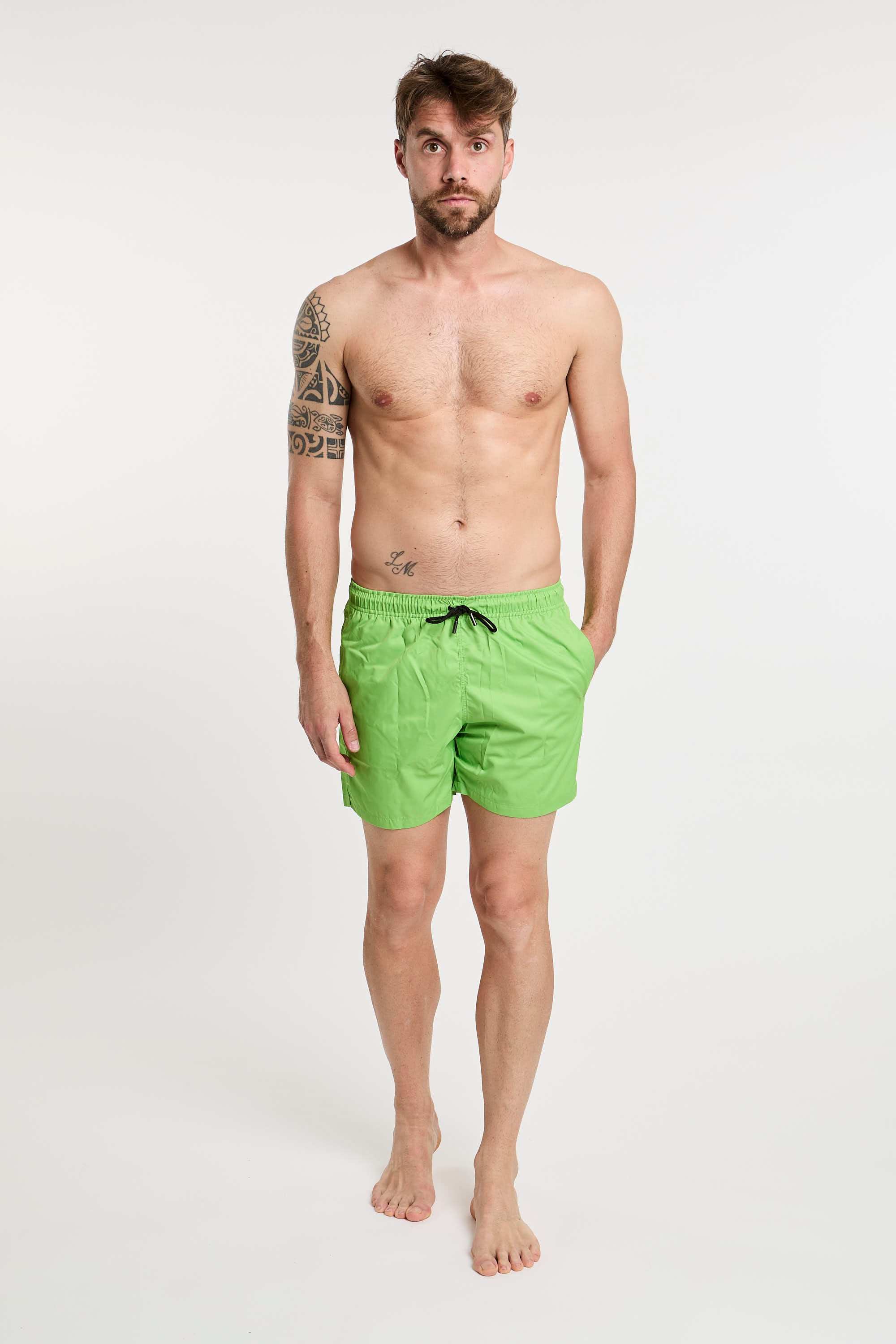 Settenove Bay Polyester Green Swim Trunks-7