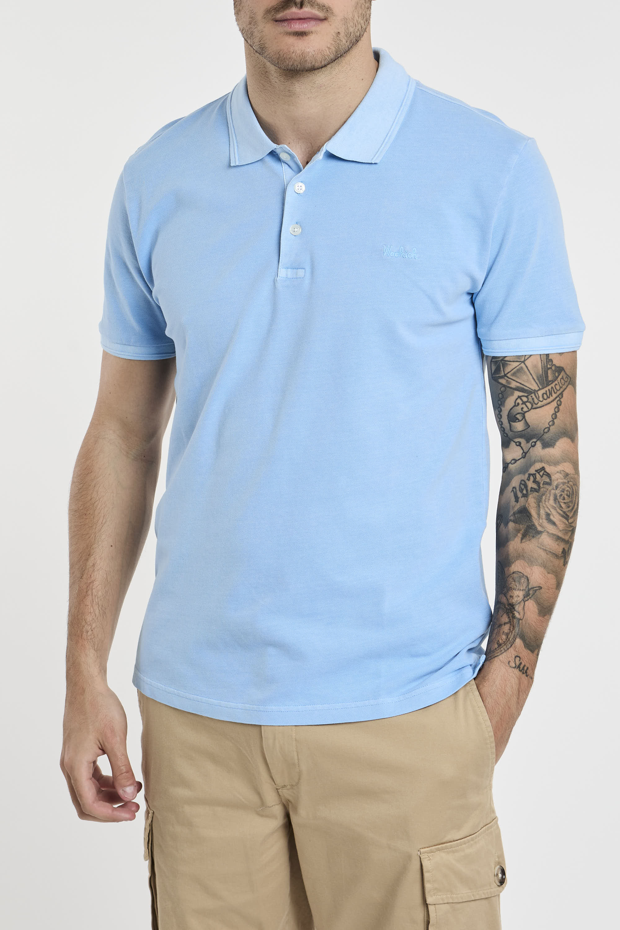 Woolrich Mackinack Piqué Stretch Cotton Polo in Light Blue-4