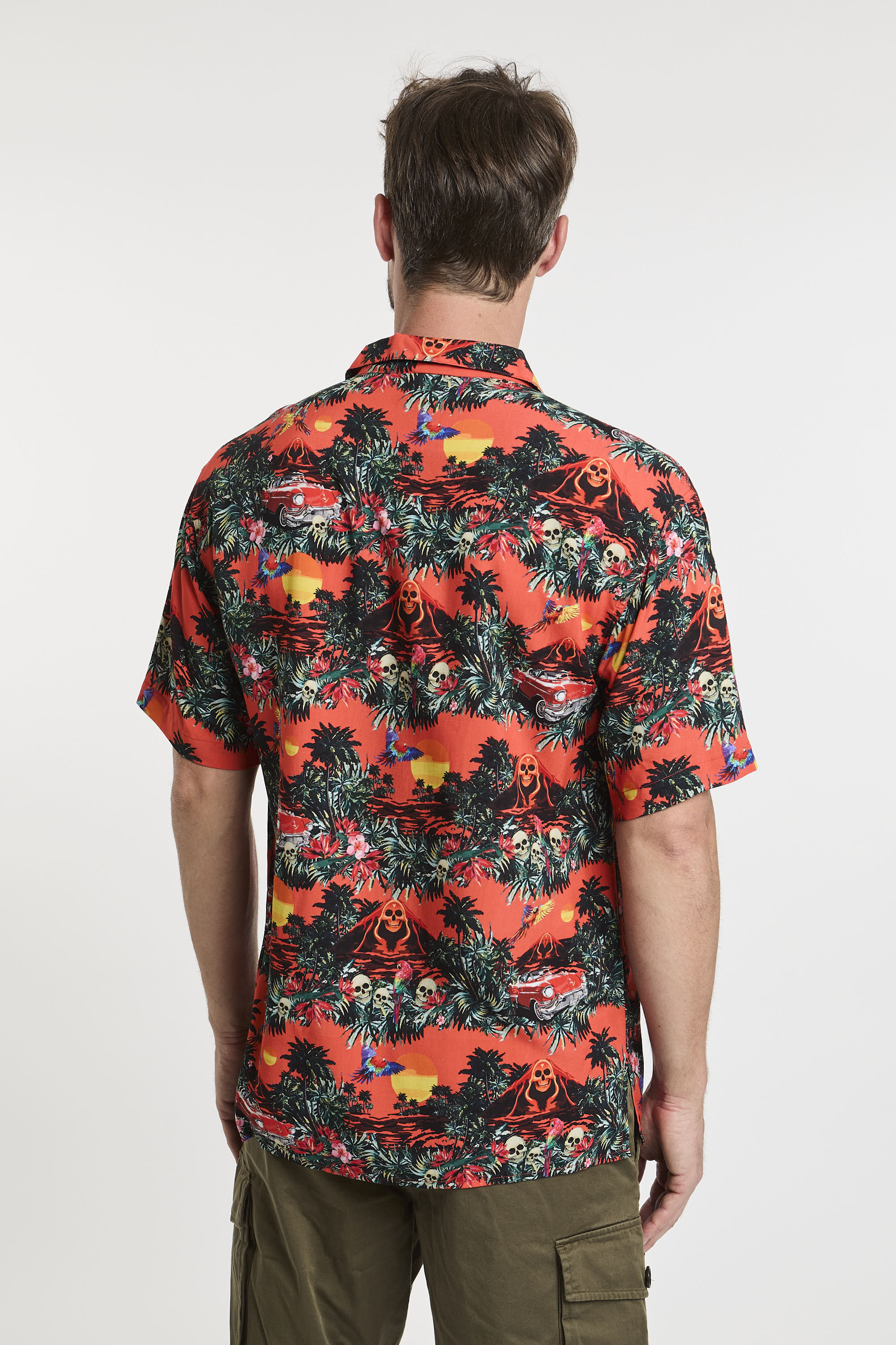 Mauna Kea Hawaiian Print Viscose Shirt Orange-6