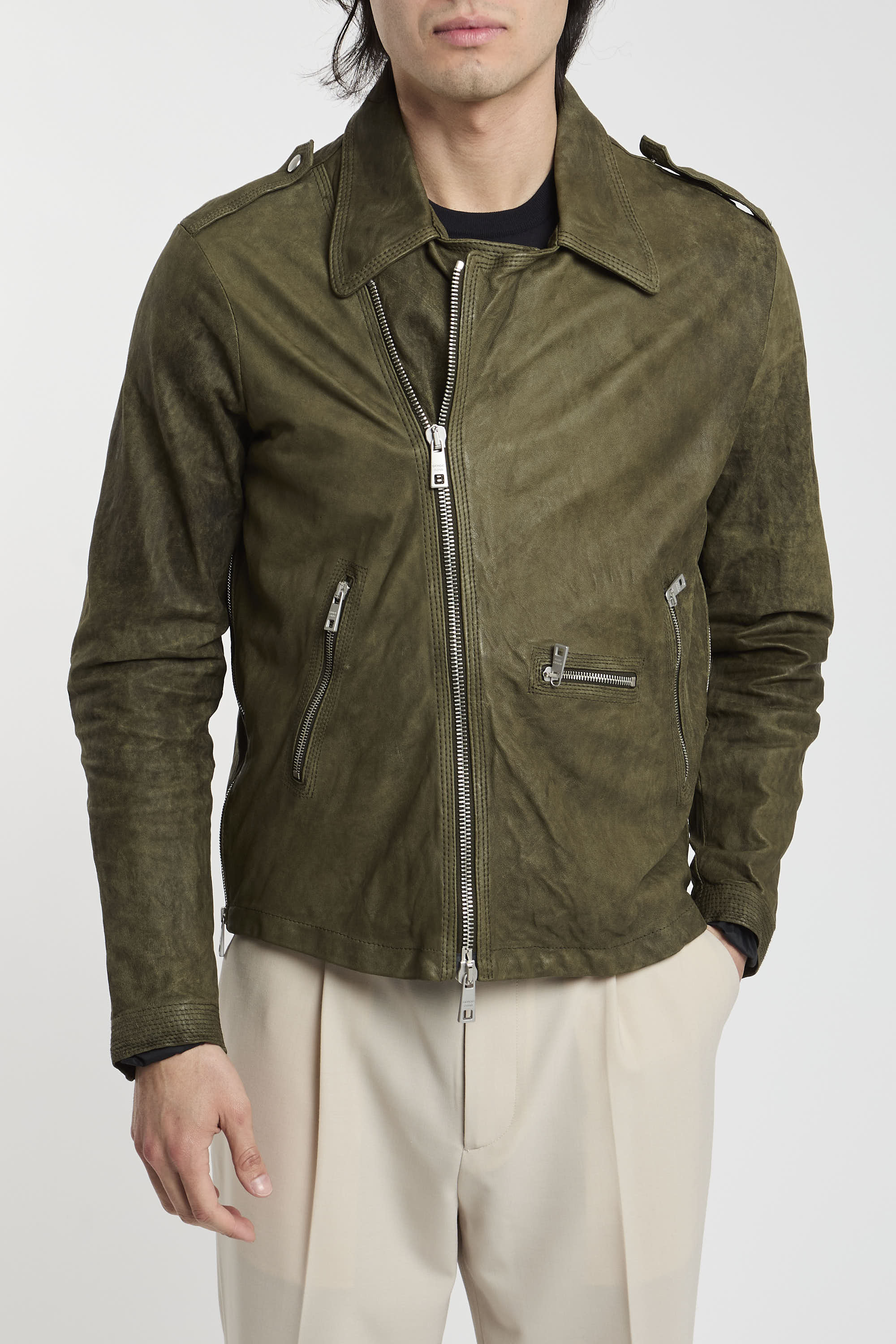 Giorgio Brato Green Leather Jacket-3