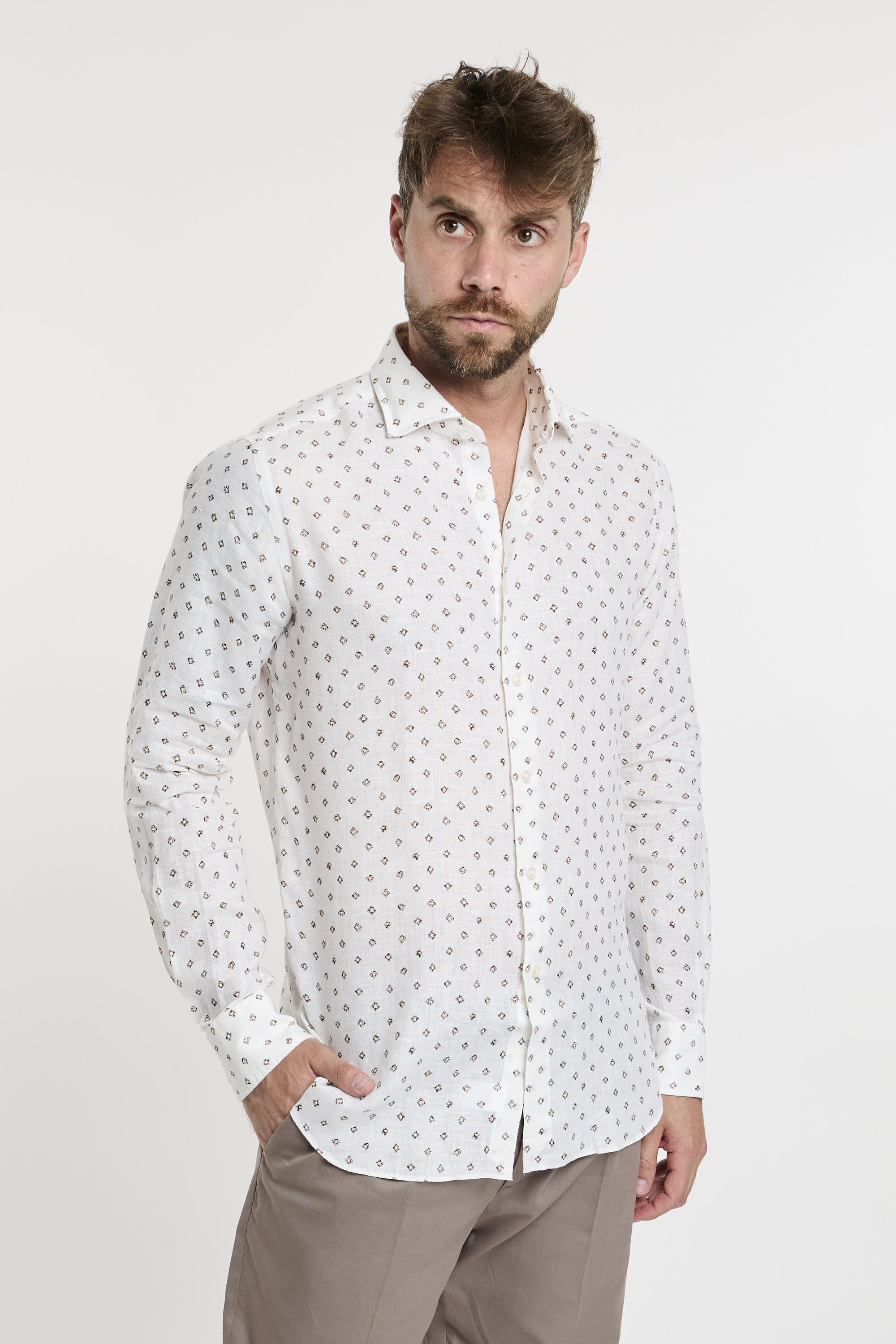 Xacus White Linen Shirt-4