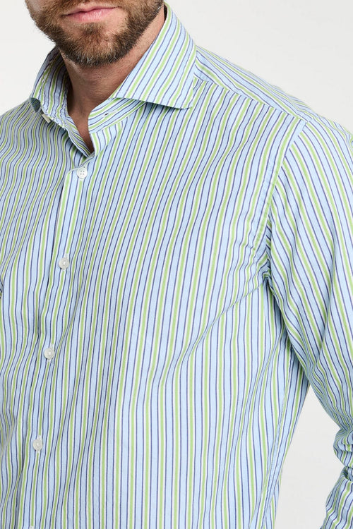 Xacus Blue Striped Cotton Shirt-2