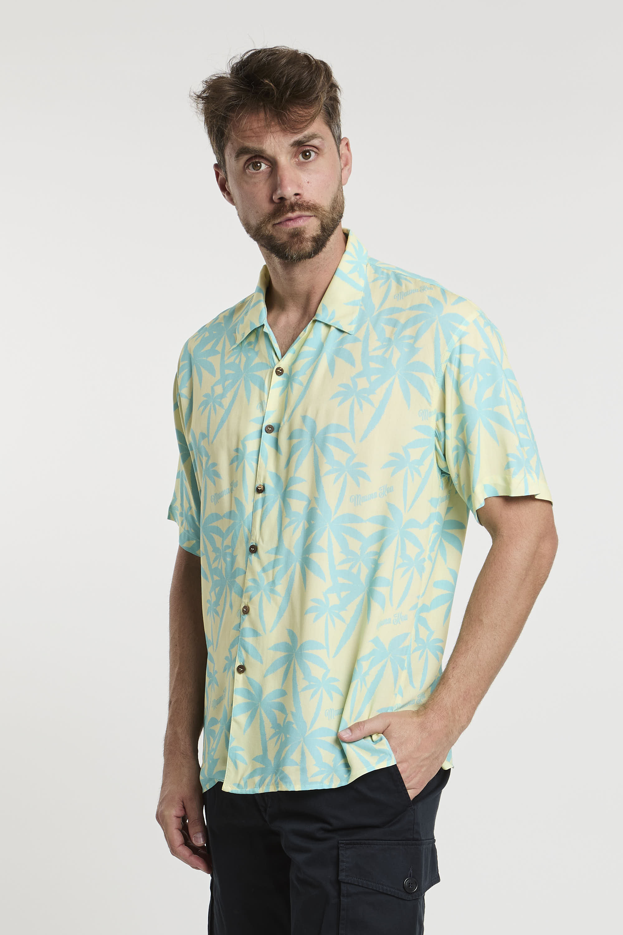 Mauna Kea Printed All Over Viscose Shirt in Yellow-3