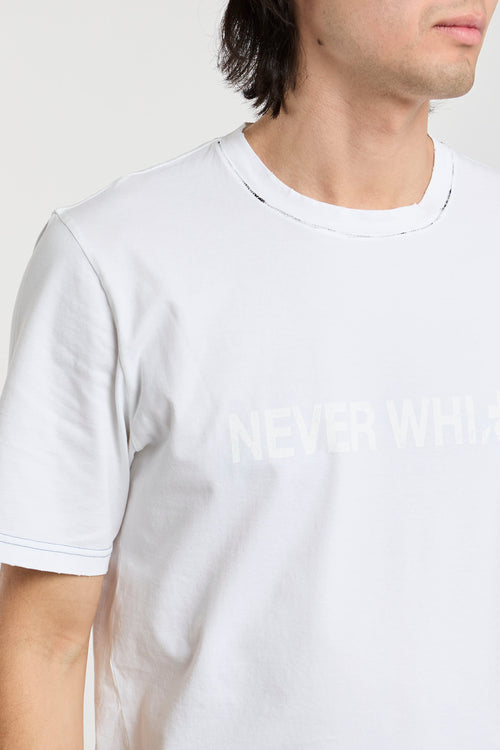 Premiata T-Shirt 'Never White' in White Cotton