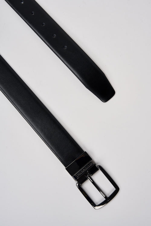 Emporio Armani Reversible Belt in Bovine Leather Black/Dark Brown