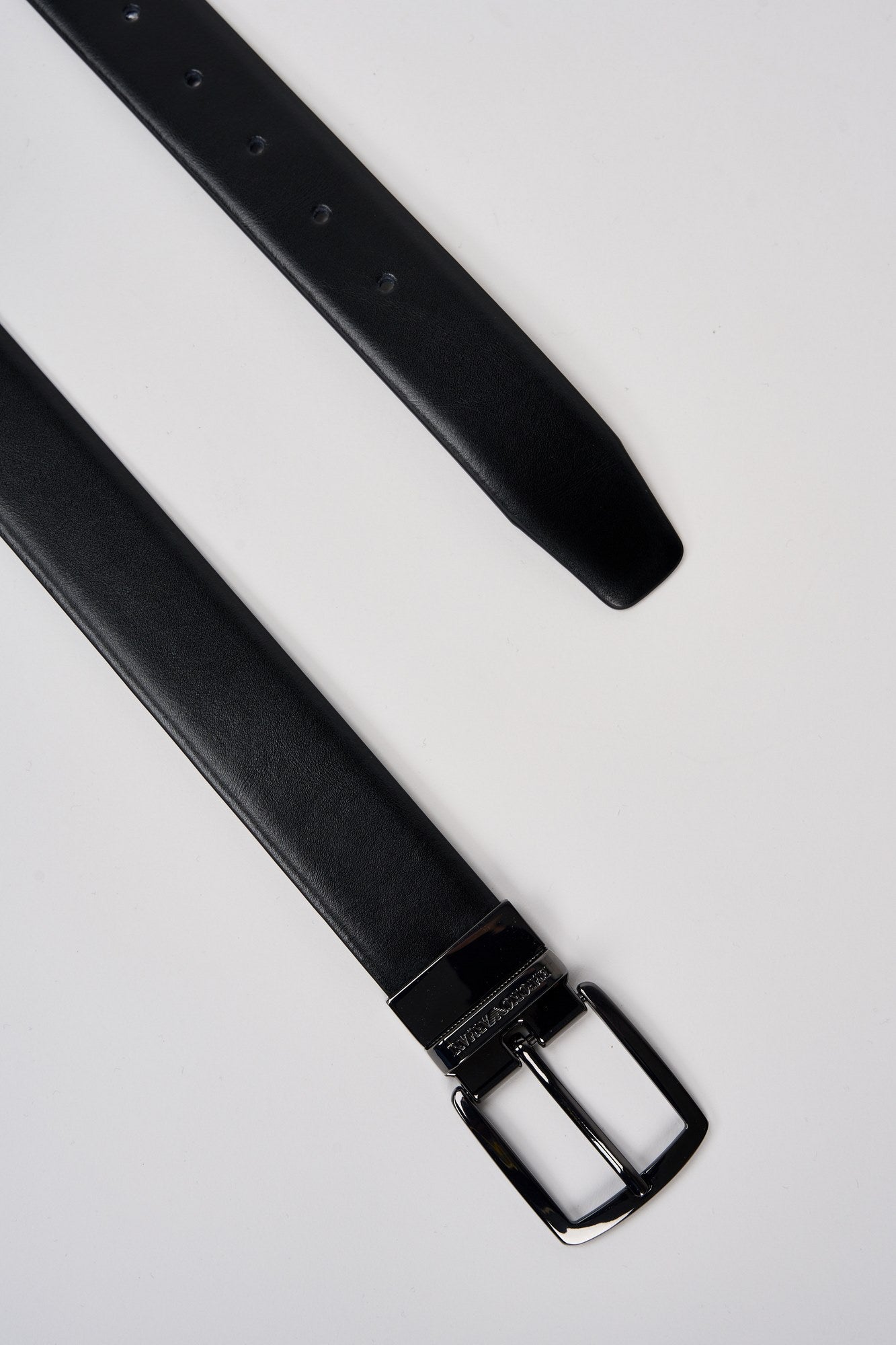 Emporio Armani Reversible Belt in Bovine Leather Black/Dark Brown-1
