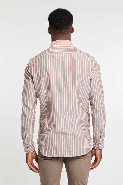 Truzzi Striped Brown Cotton Shirt-2