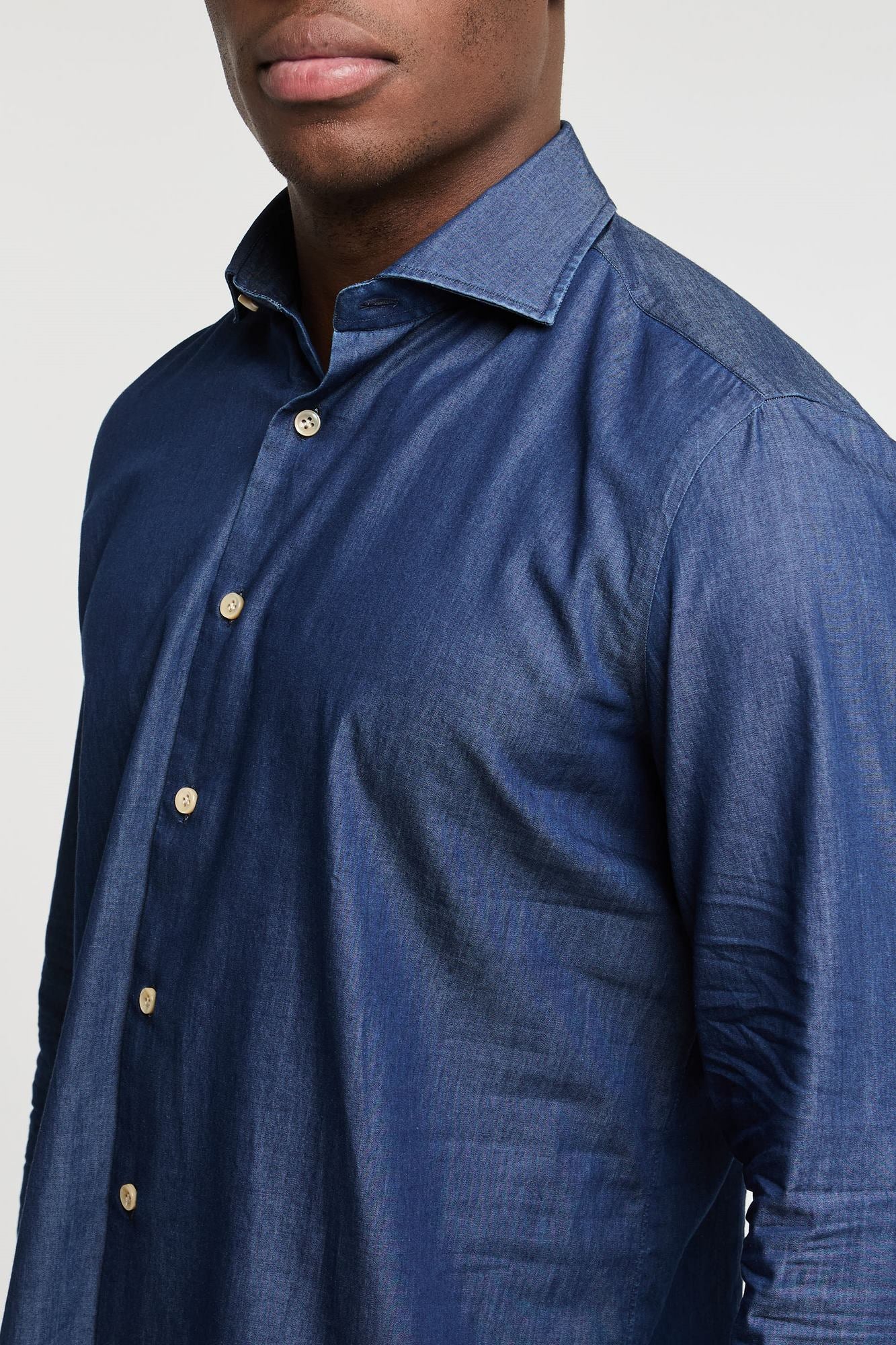 Truzzi Denim Cotton Shirt Dark Blue Color-2