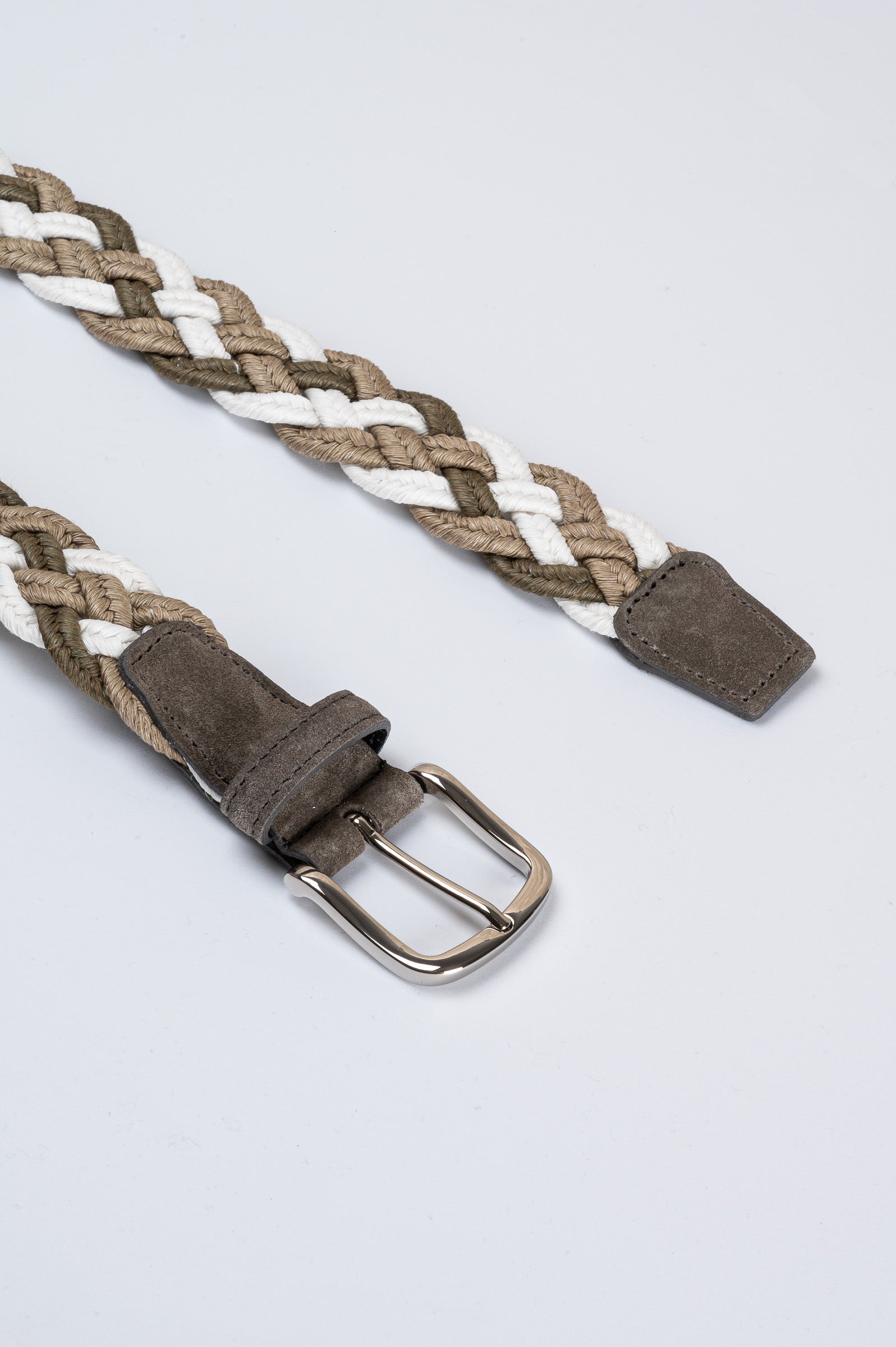 Woven cotton and leather belt-1