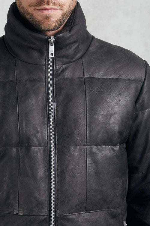 Frosted leather down jacket