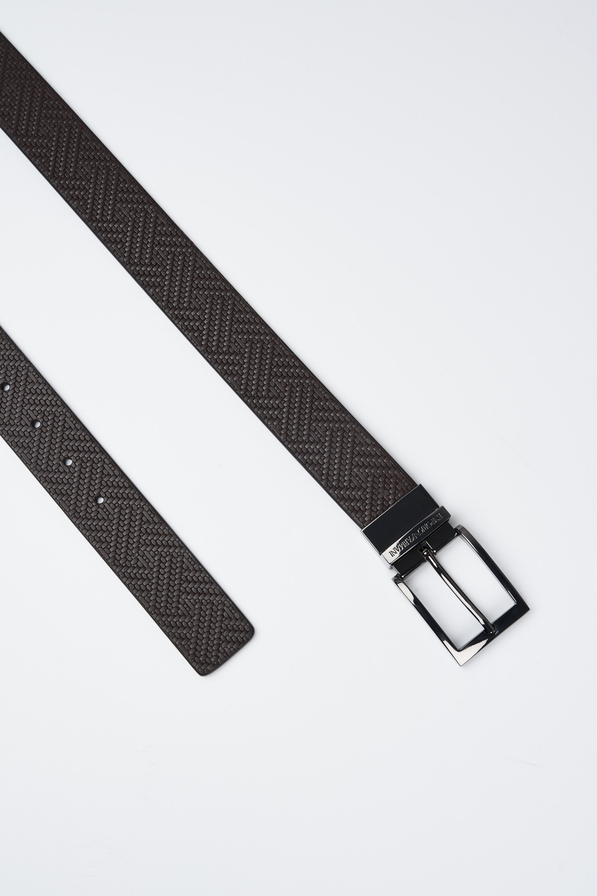 Reversible belt in woven print leather-1