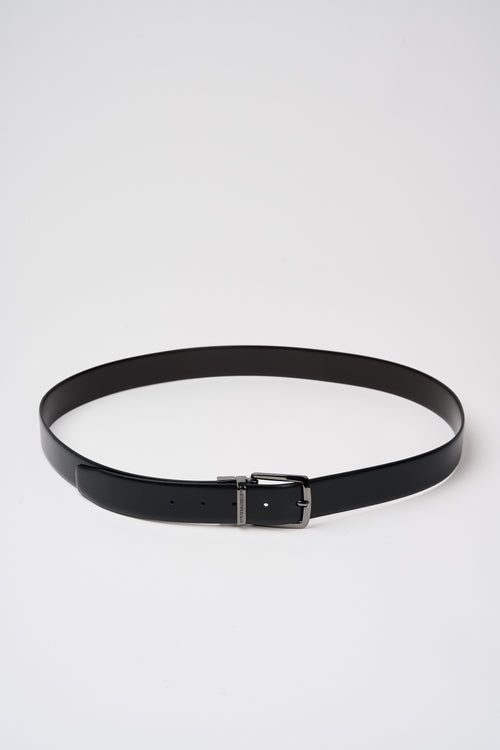 Emporio Armani Reversible Belt in Bovine Leather Black/Dark Brown-2