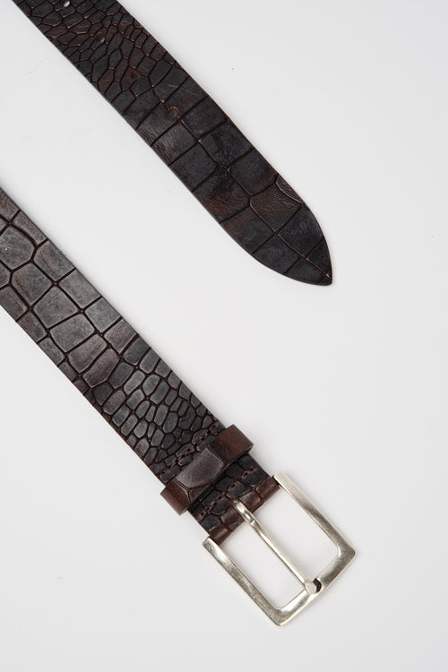 D'Amico Brown Leather Belt Vintage Effect