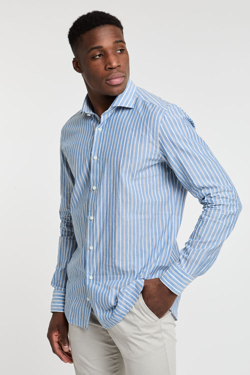 Truzzi Striped Shirt 100% Cotton Light Blue