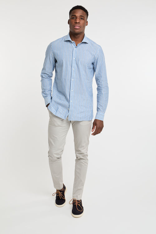 Truzzi Striped Shirt 100% Cotton Light Blue-2