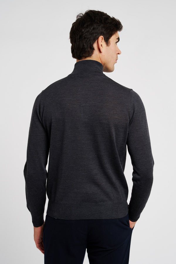 Canali Knitted Zip-up Wool Sweater Grey - 5