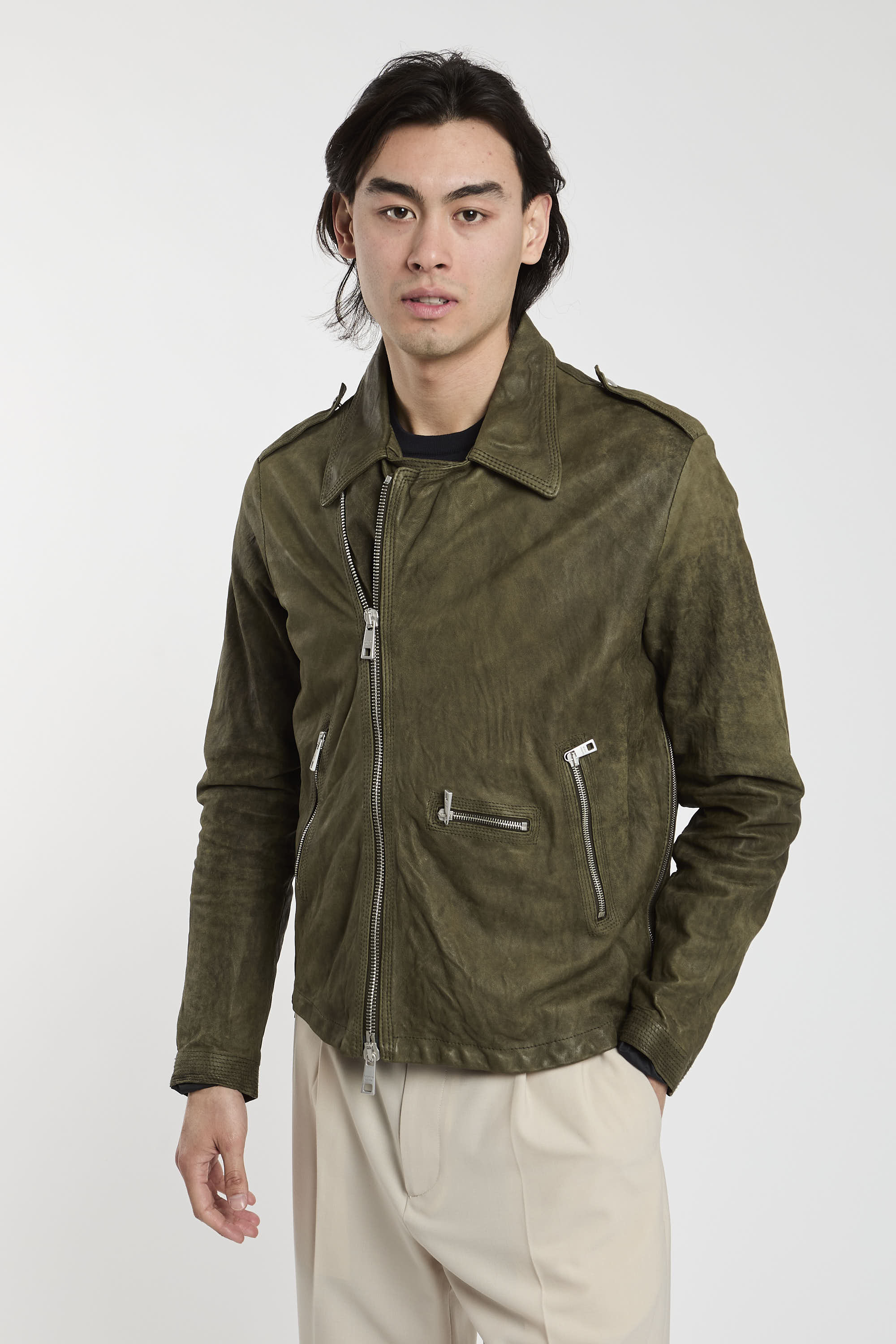 Giorgio Brato Green Leather Jacket-4