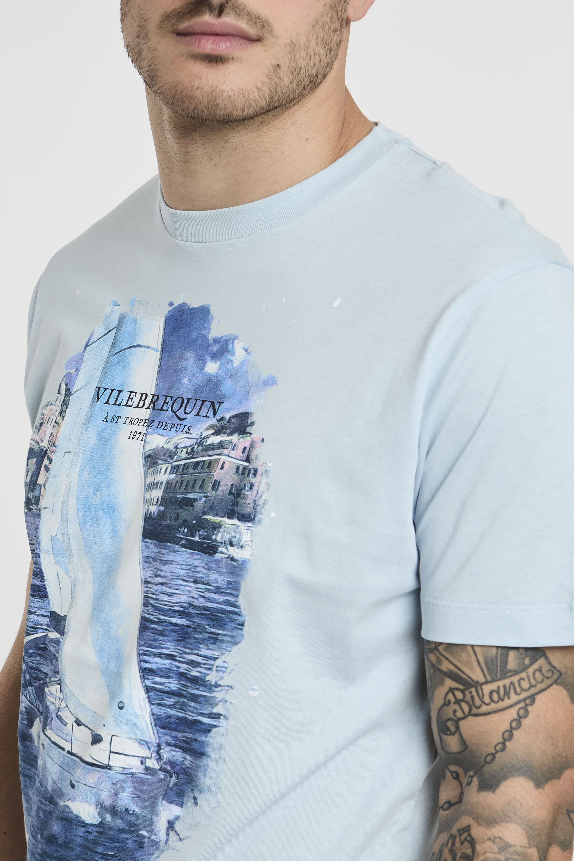 Vilebrequin Cotton T-Shirt with Blue Print-4