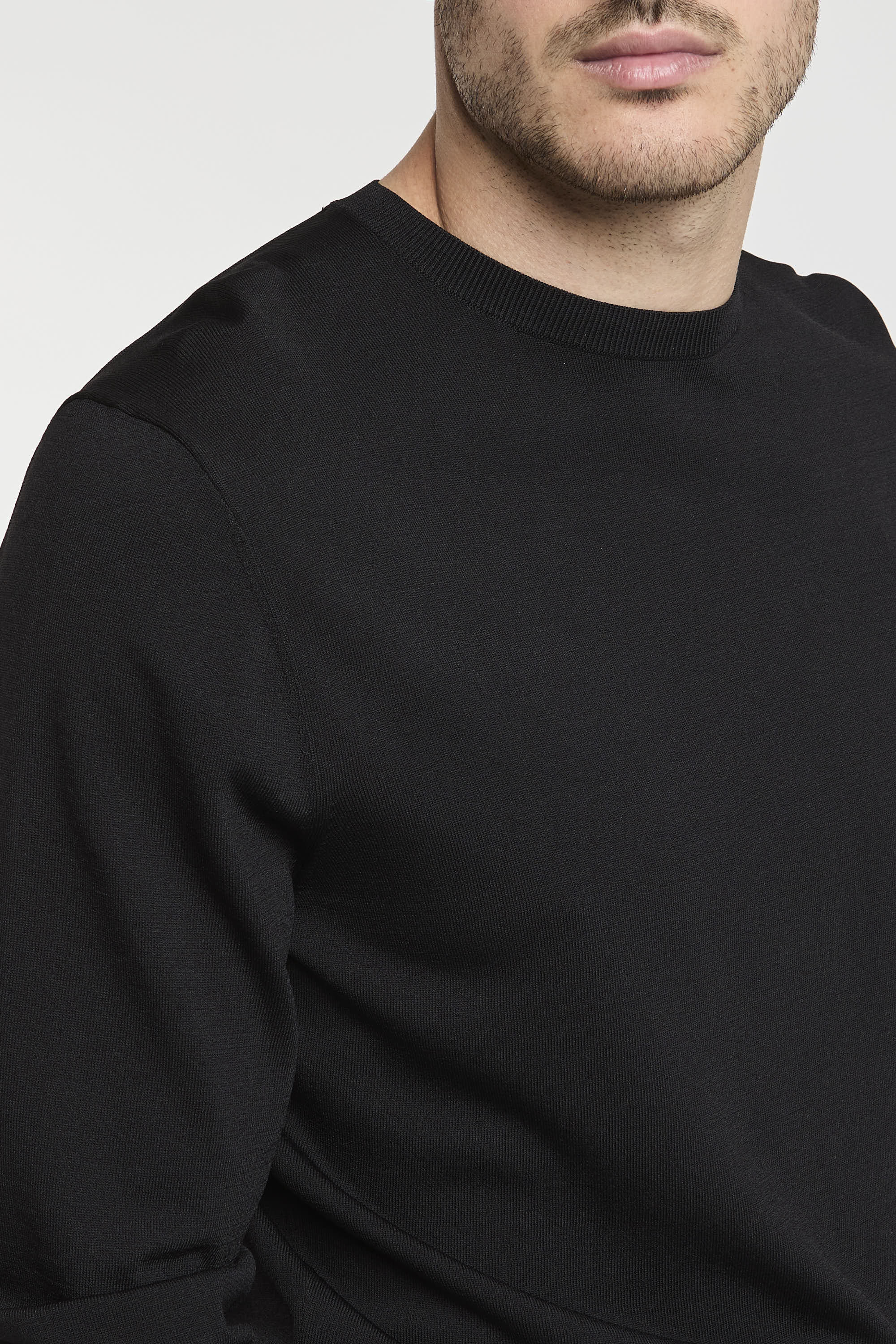 RRD Maxell Round Knit Shirt Viscose/Polyamide/Elastane Black-5
