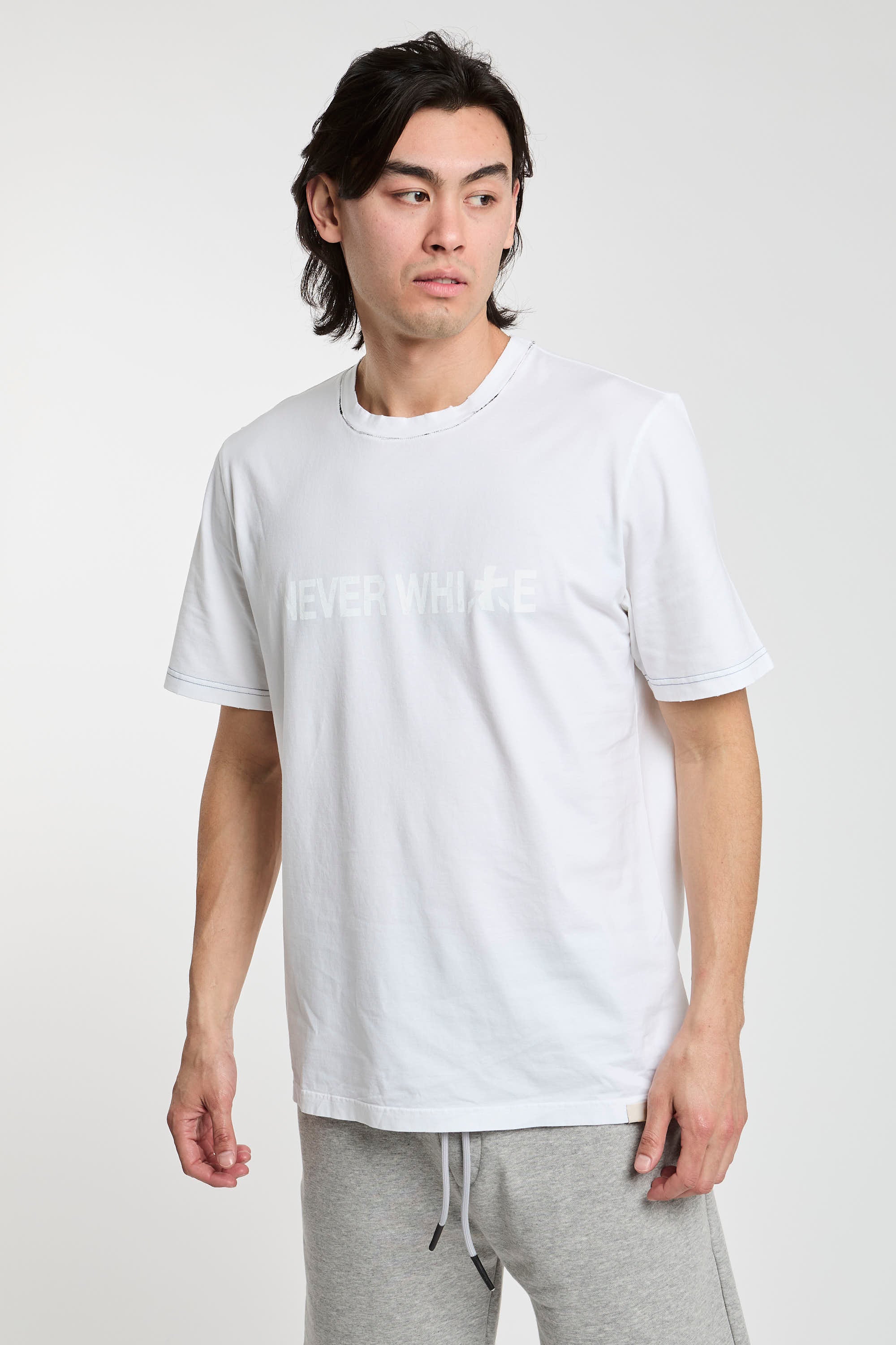 Premiata T-Shirt 'Never White' in White Cotton-3