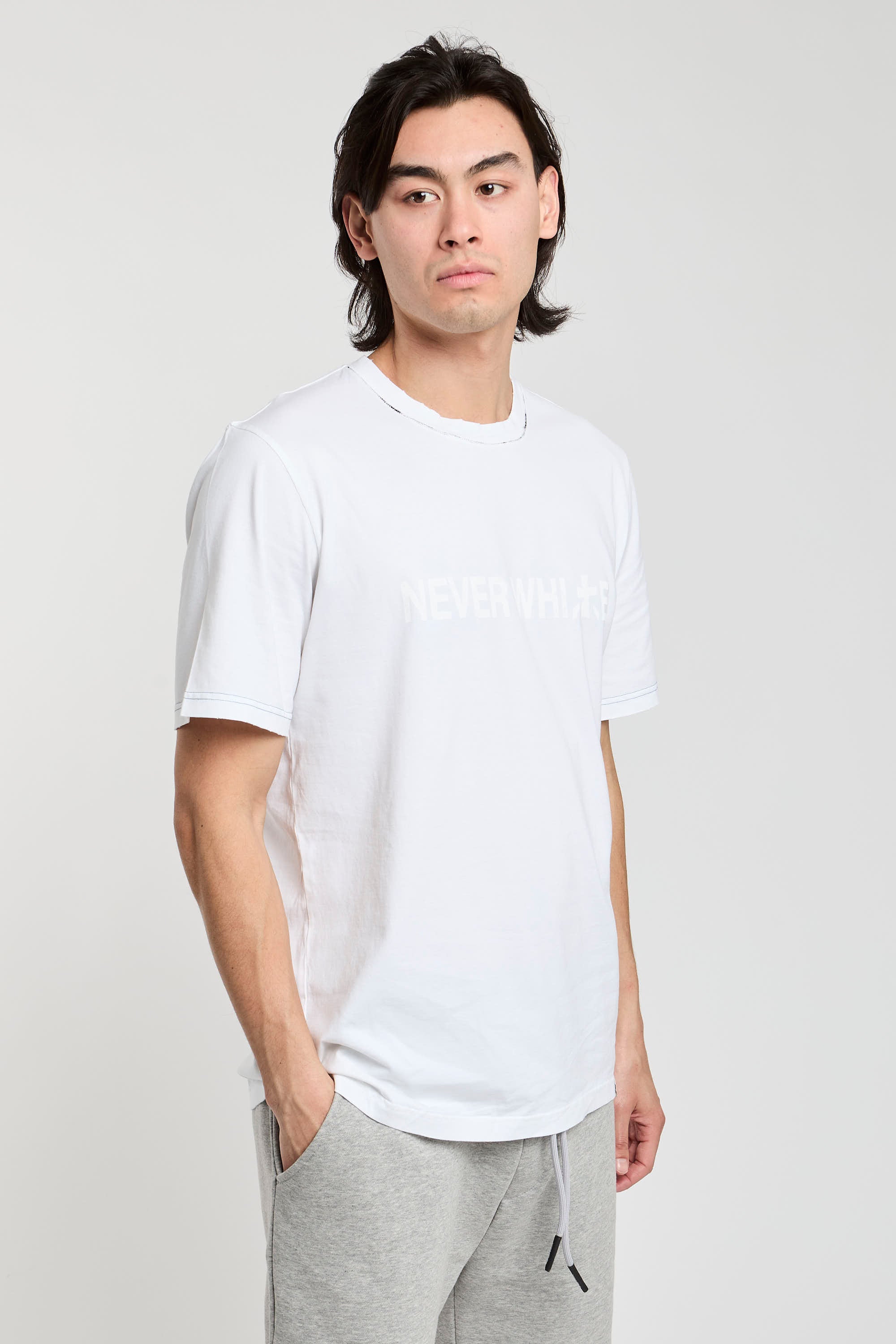 Premiata T-Shirt 'Never White' in White Cotton-6