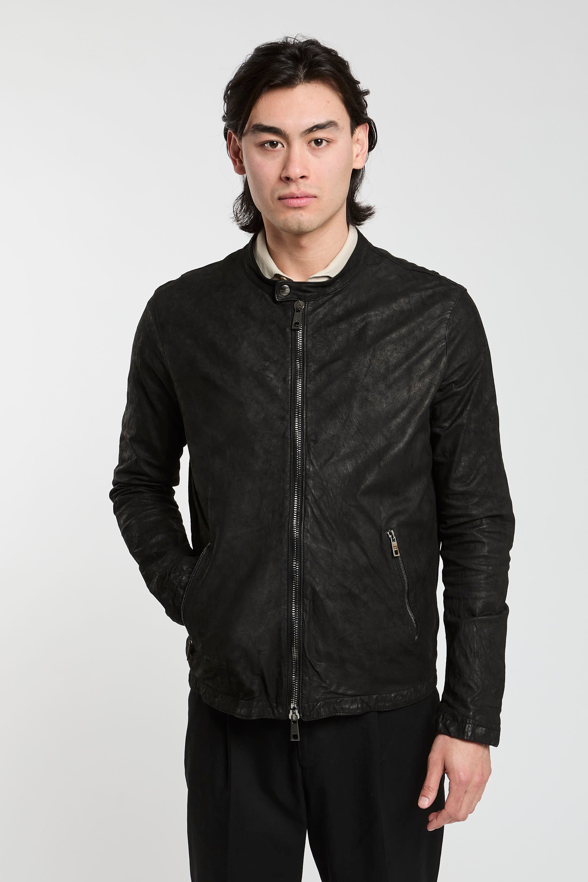 Giorgio Brato Black Leather Jacket-1