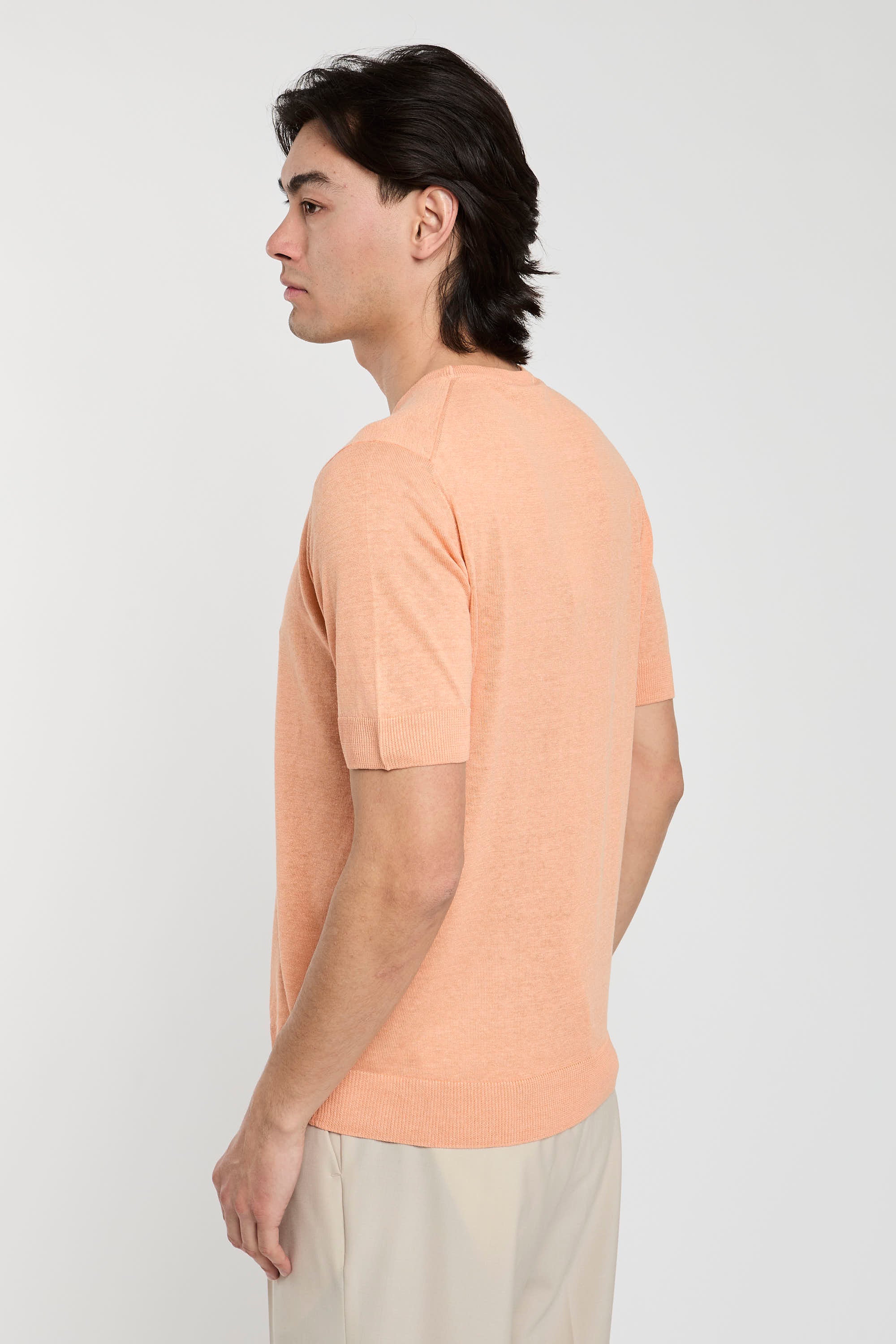 Filippo De Laurentiis T-Shirt Seide/Leinen Rosa-6