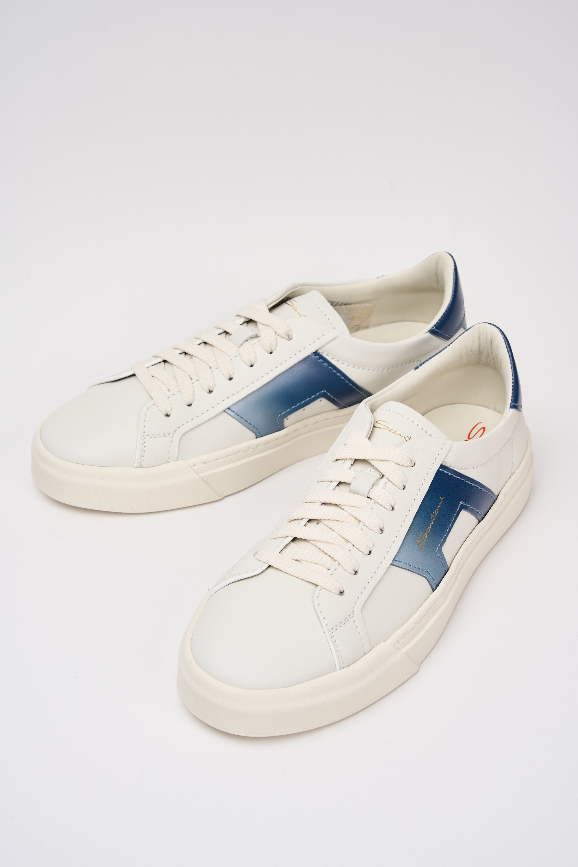 Santoni Sneaker Double Buckle White Leather-7