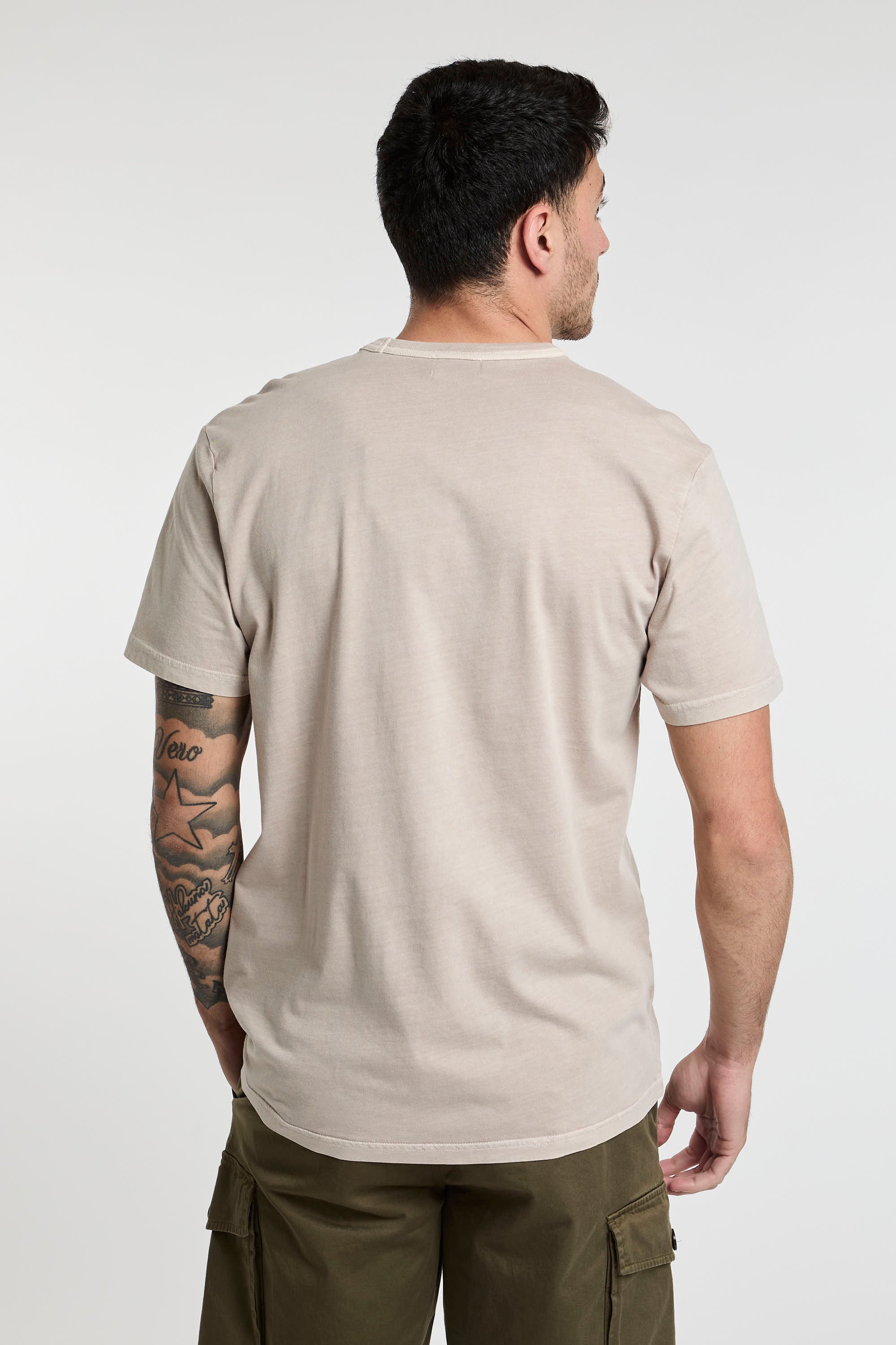 Woolrich Garment-Dyed Pure Cotton Beige T-Shirt-3