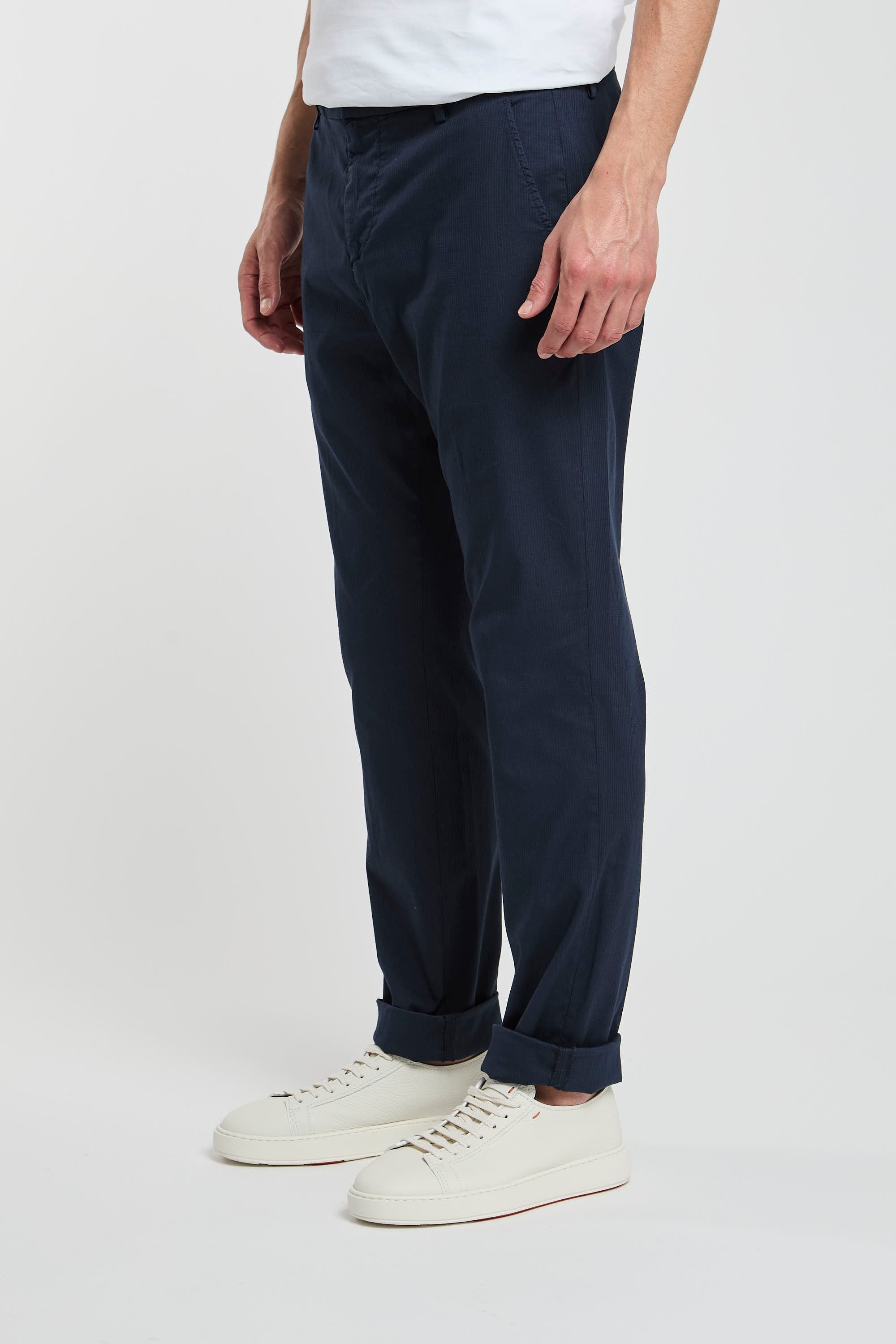 Dondup Gaubert Cotton/Elastane Blue Trousers-4