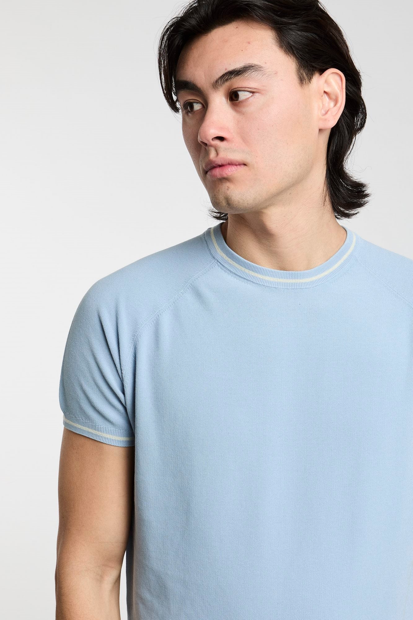 Aspesi T-Shirt aus blauer Baumwollstrick-1