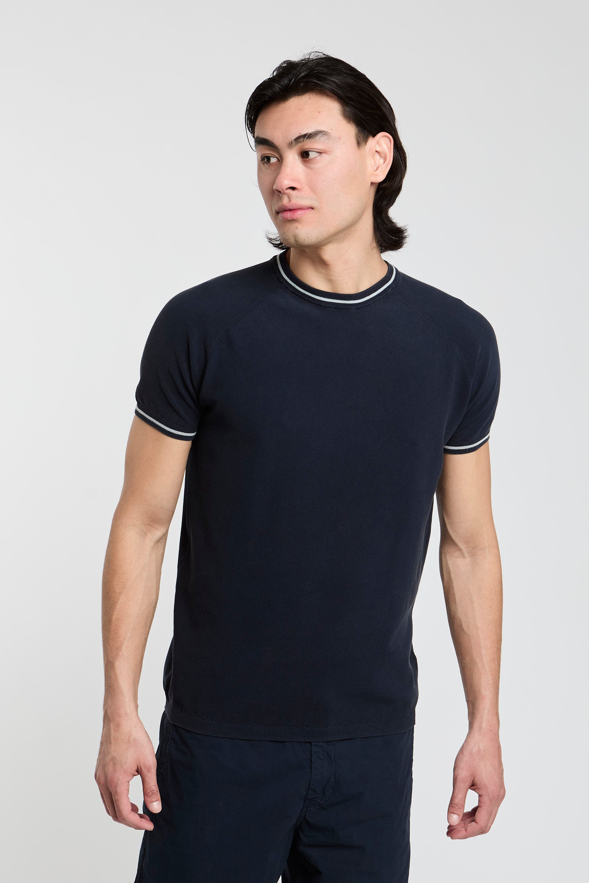 Aspesi Blue Cotton Knit T-Shirt-6