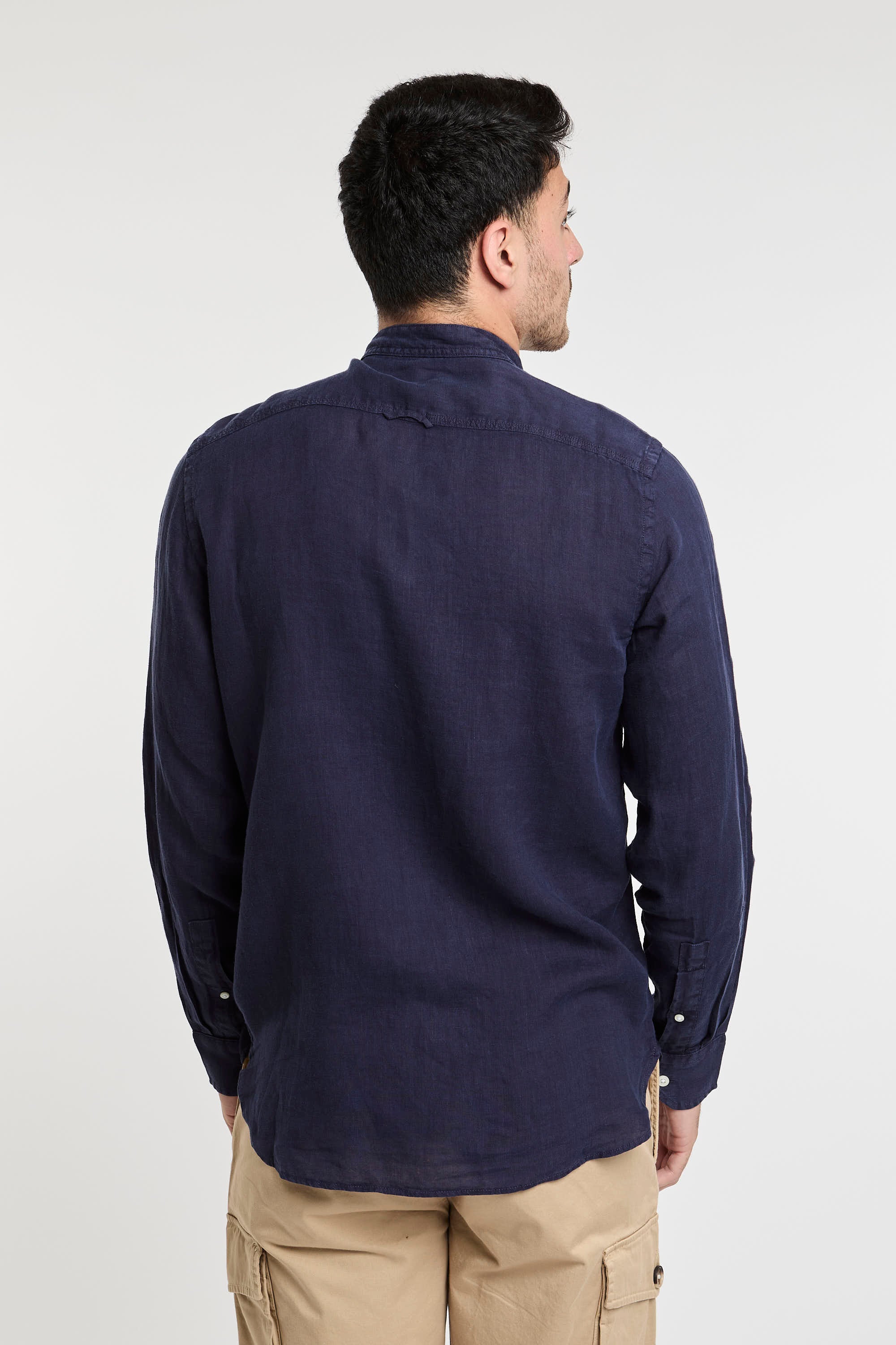 Woolrich Leinenhemd mit Stehkragen in Blau-6