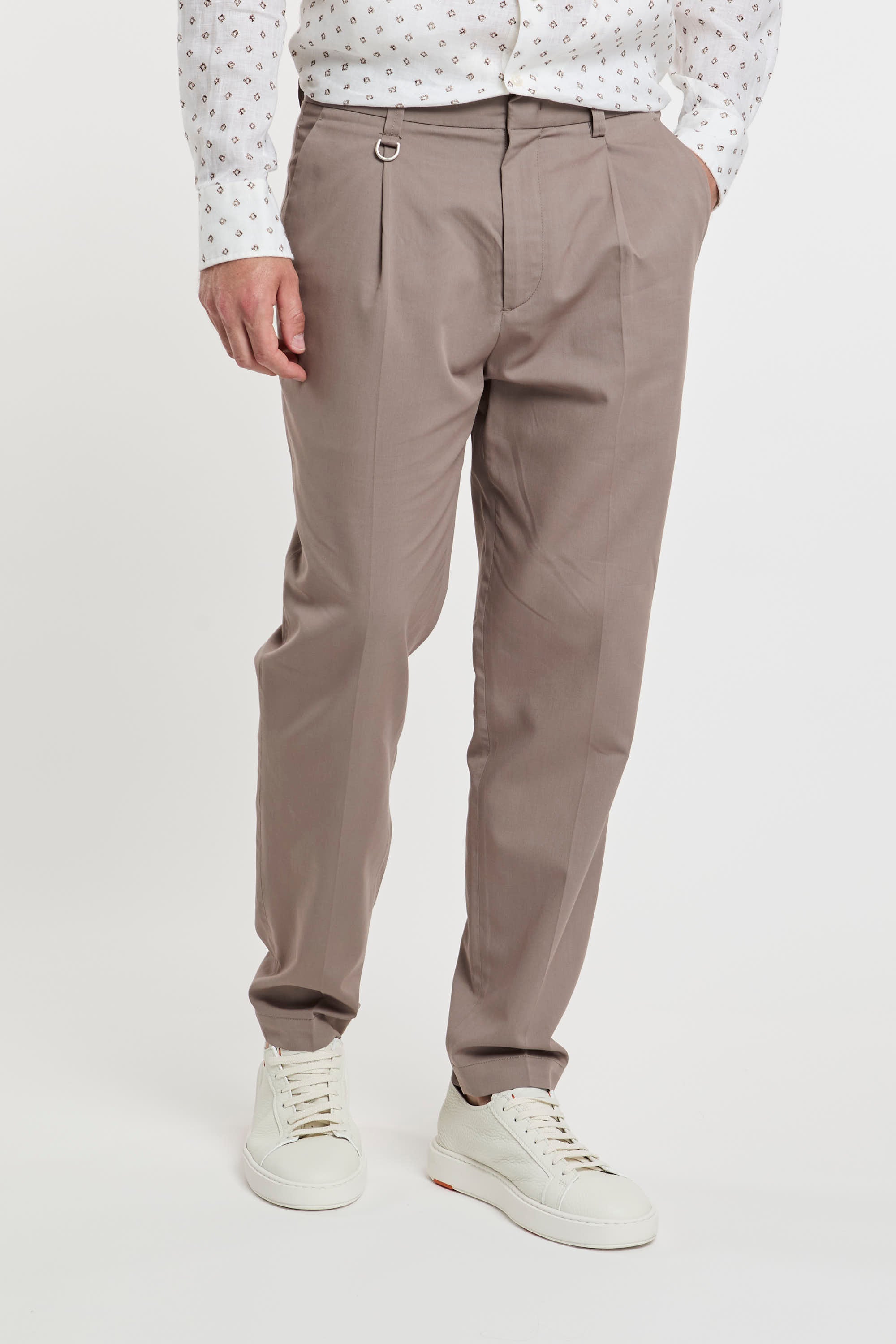 Paolo Pecora Cotton Blend Chino Trousers in Taupe-3