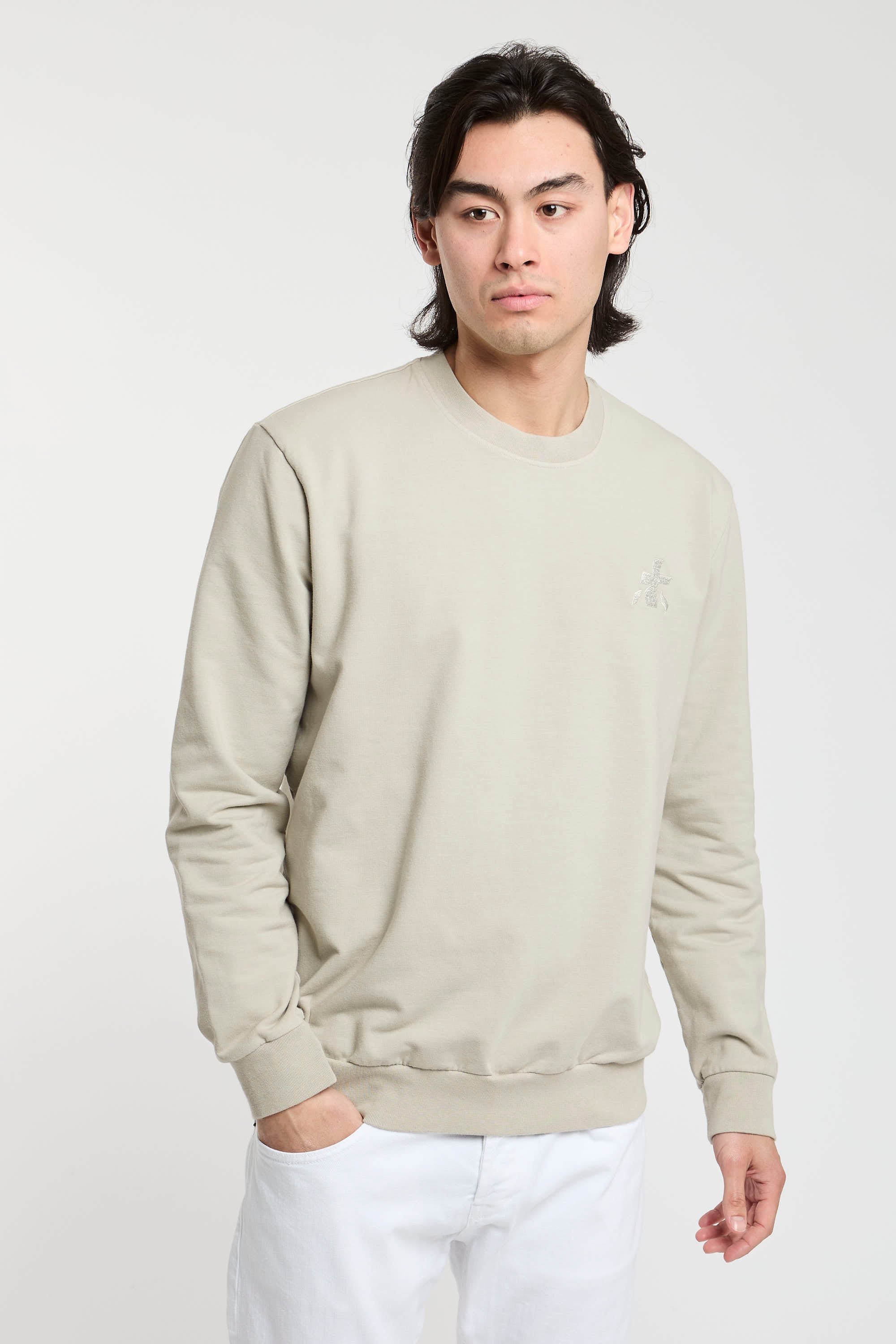 Ausgezeichnete Sweatshirt Baumwolle/Elasthan Sandfarben-1