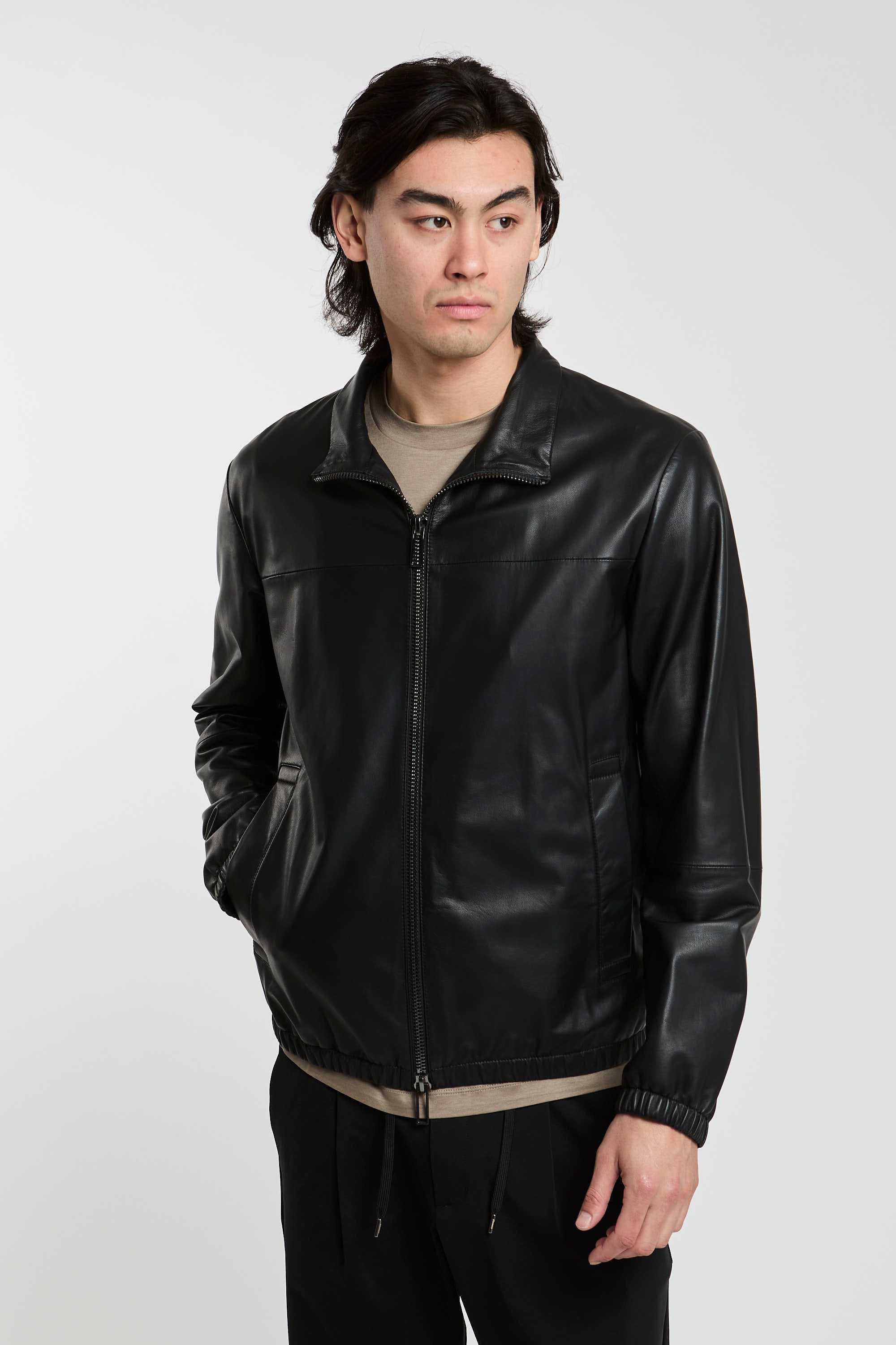Emporio Armani Black Leather Jacket-1