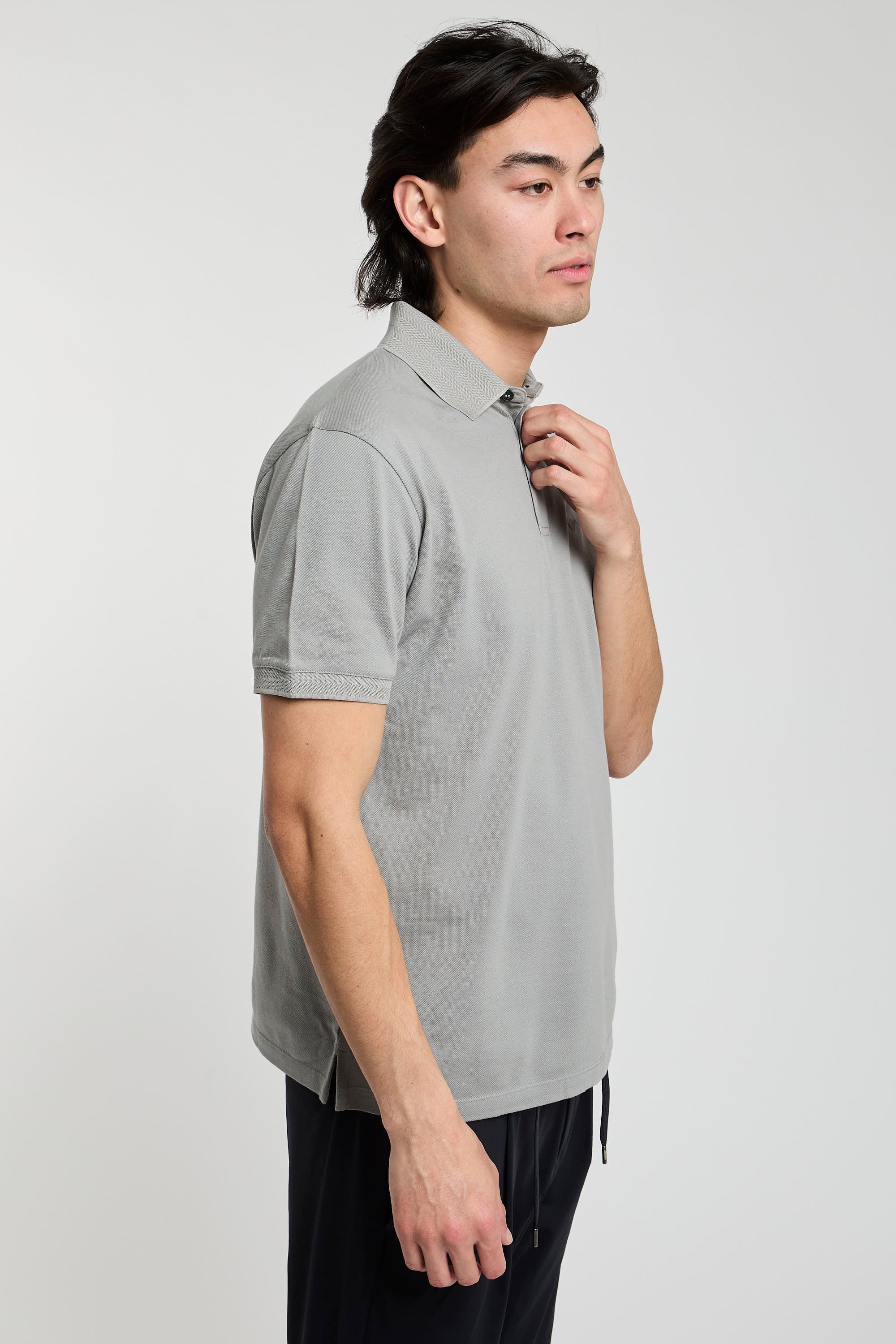Emporio Armani Mercercized Grey Polo Shirt-6