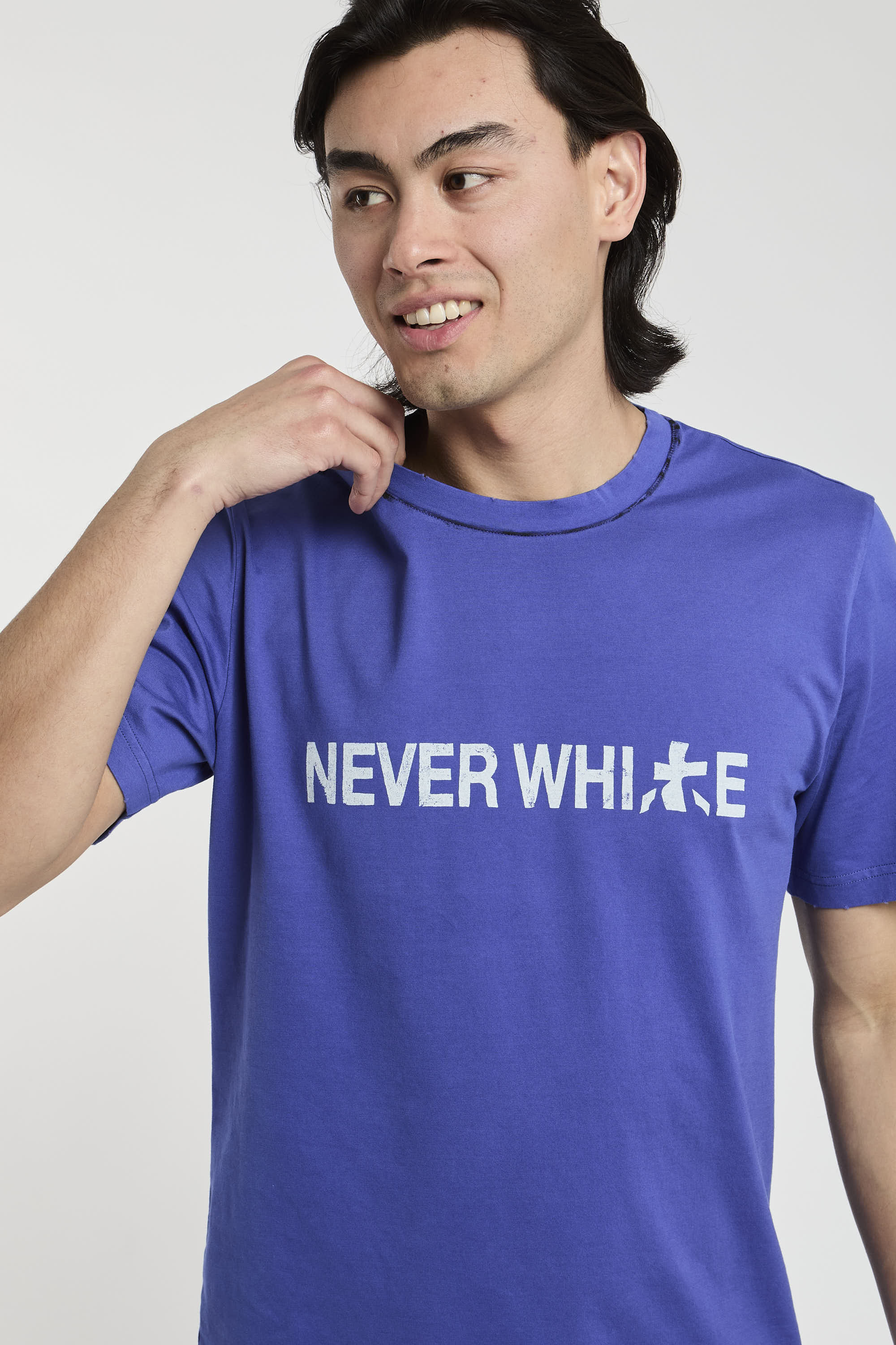 Premiata T-shirt 'Never White' Cotton Blue-5