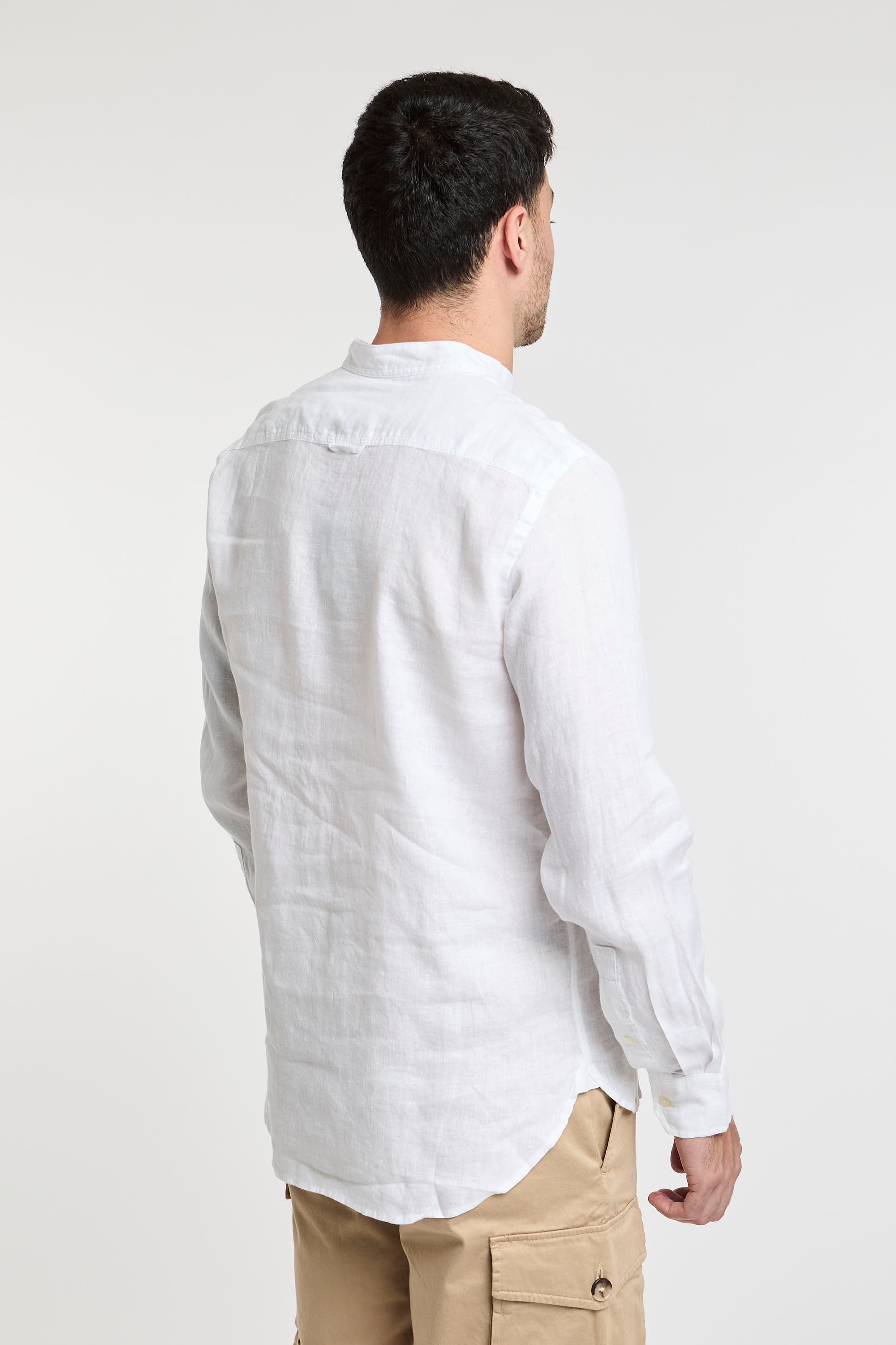 Woolrich Hemd mit Stehkragen aus reinem Leinen in Weiß-4