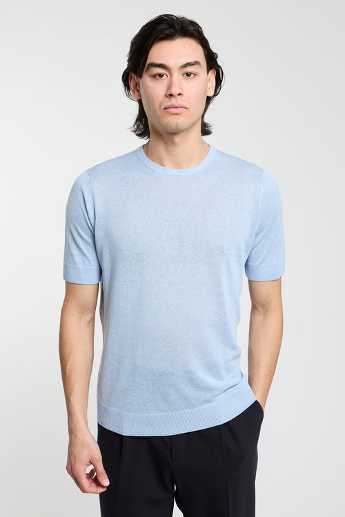 Filippo De Laurentiis Silk/Linen T-shirt Light Blue