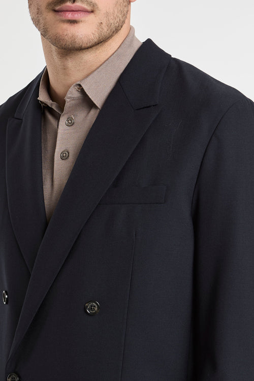 Paolo Pecora Double-Breasted Blue Jacket in Polyester/Wool/Elastane-2