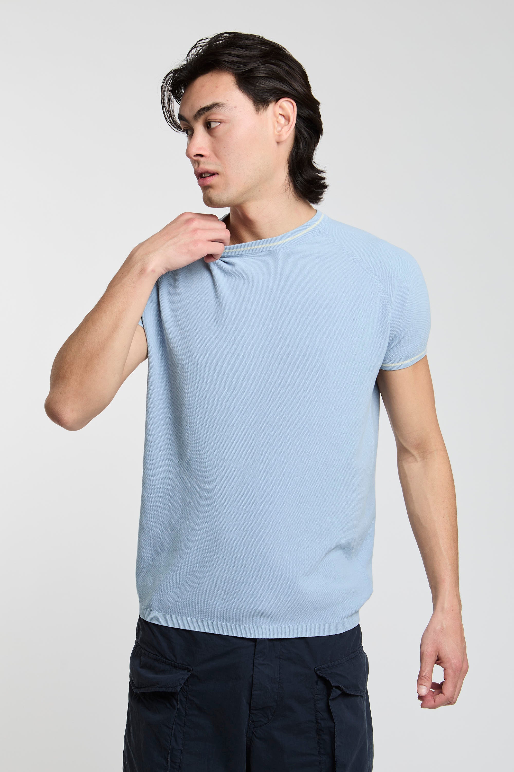 Aspesi T-Shirt aus blauer Baumwollstrick-5
