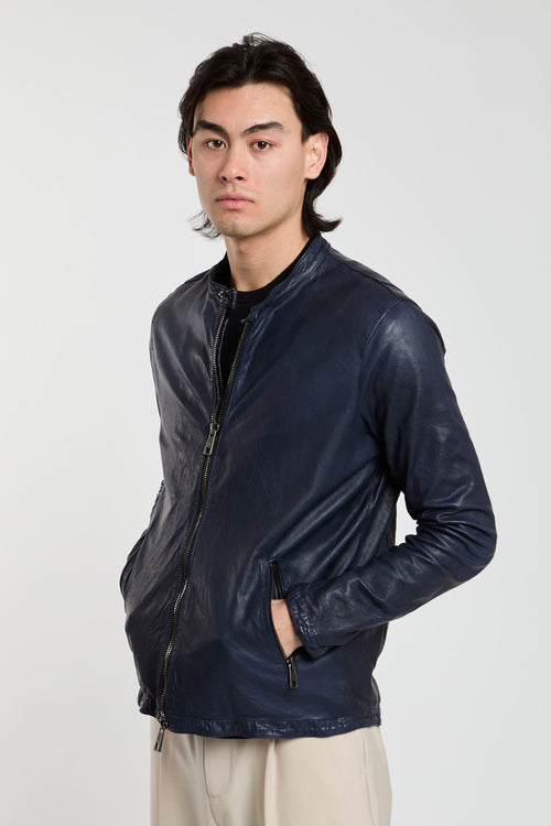 Giorgio Brato Blue Leather Jacket-2