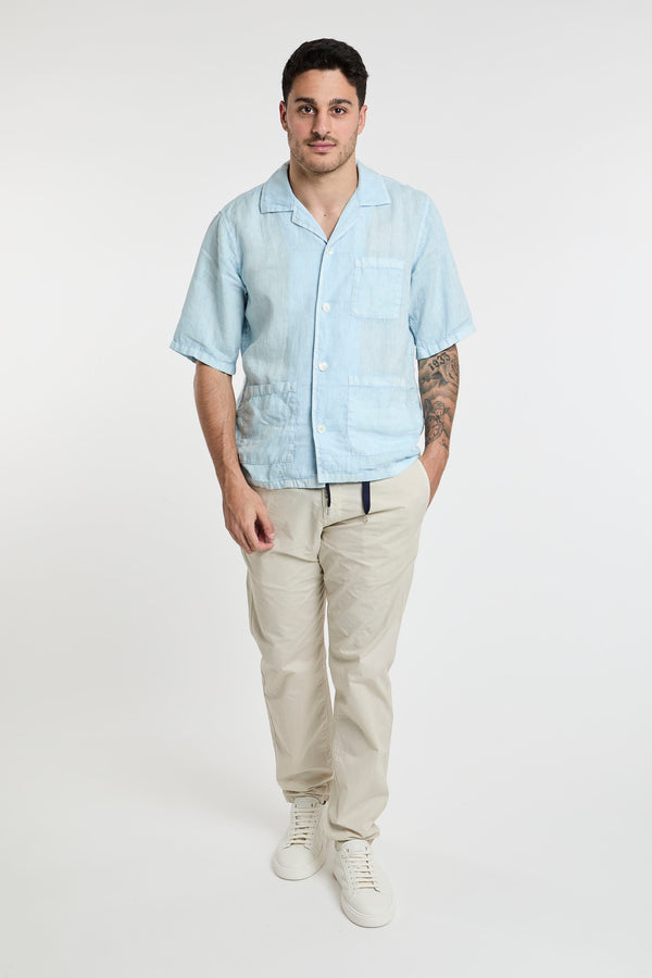 Aspesi Linen Bowling Shirt in Blue - 4